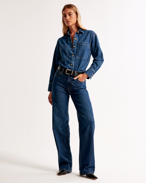 High Rise Loose Jean, Dark