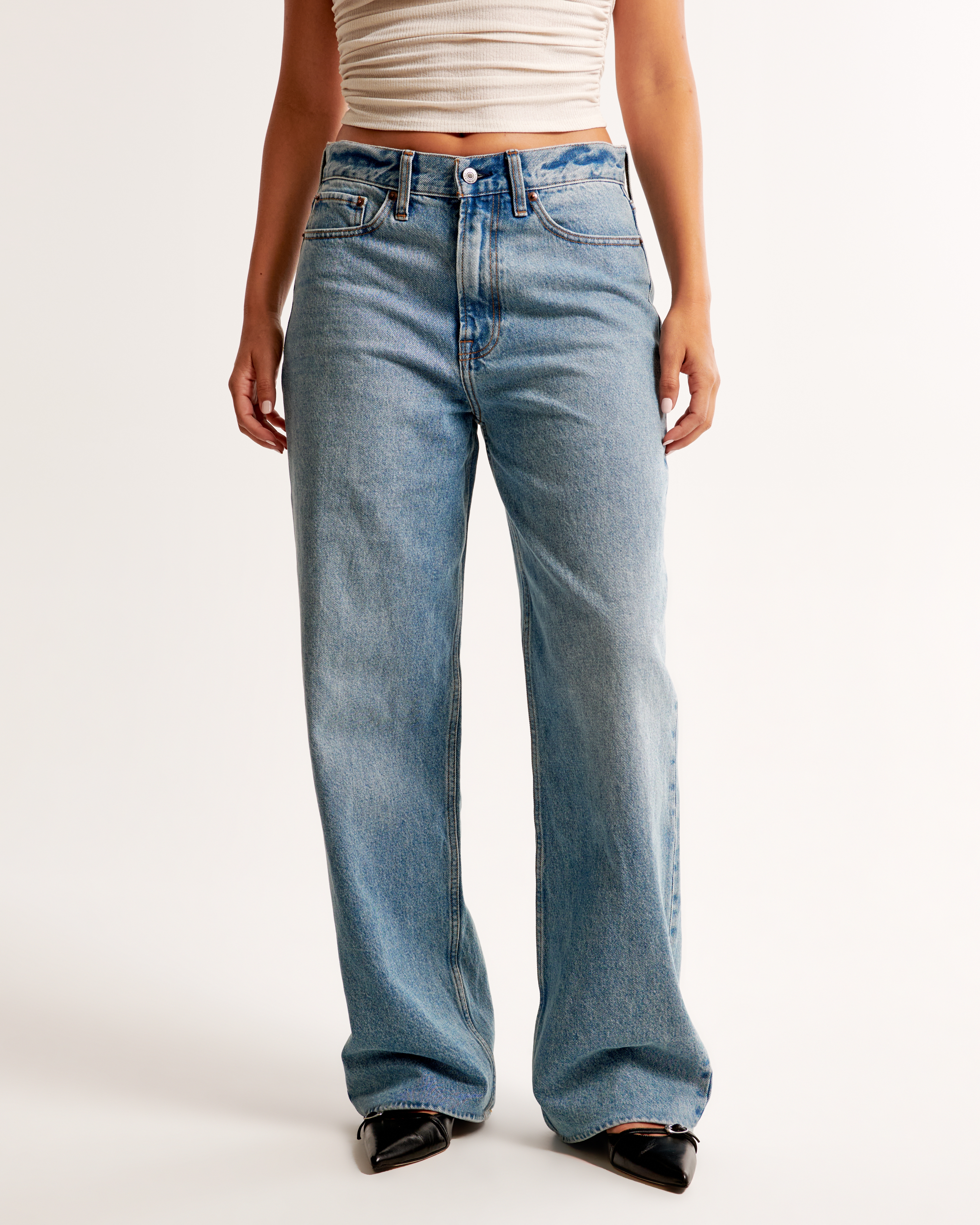 Abercrombie & Fitch Curve Love Mid Rise Slouchy Jean