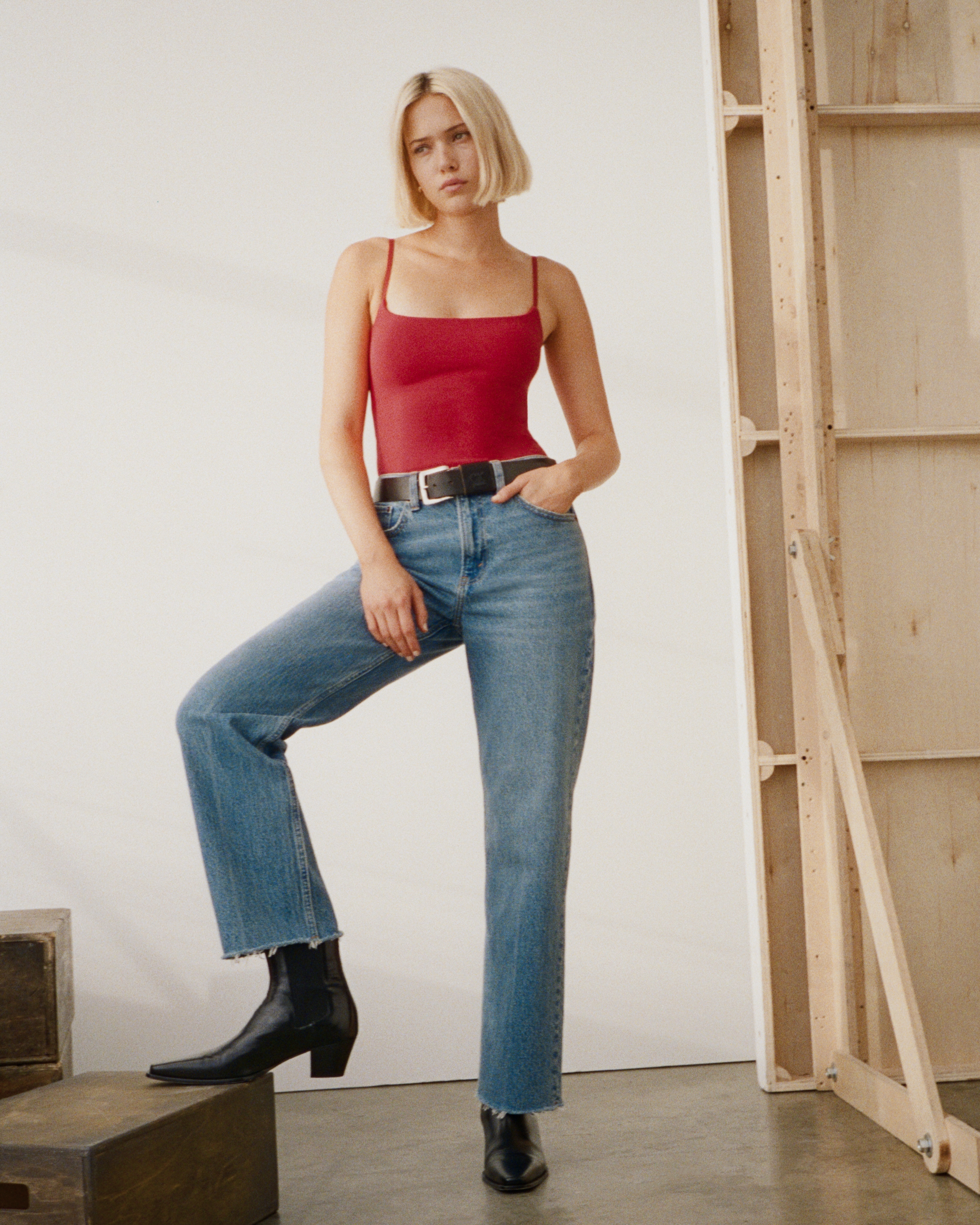 r*.様 highwaist vintagelike straight deni Women's High Rise Vintage Straight Jean | Women's Clearance