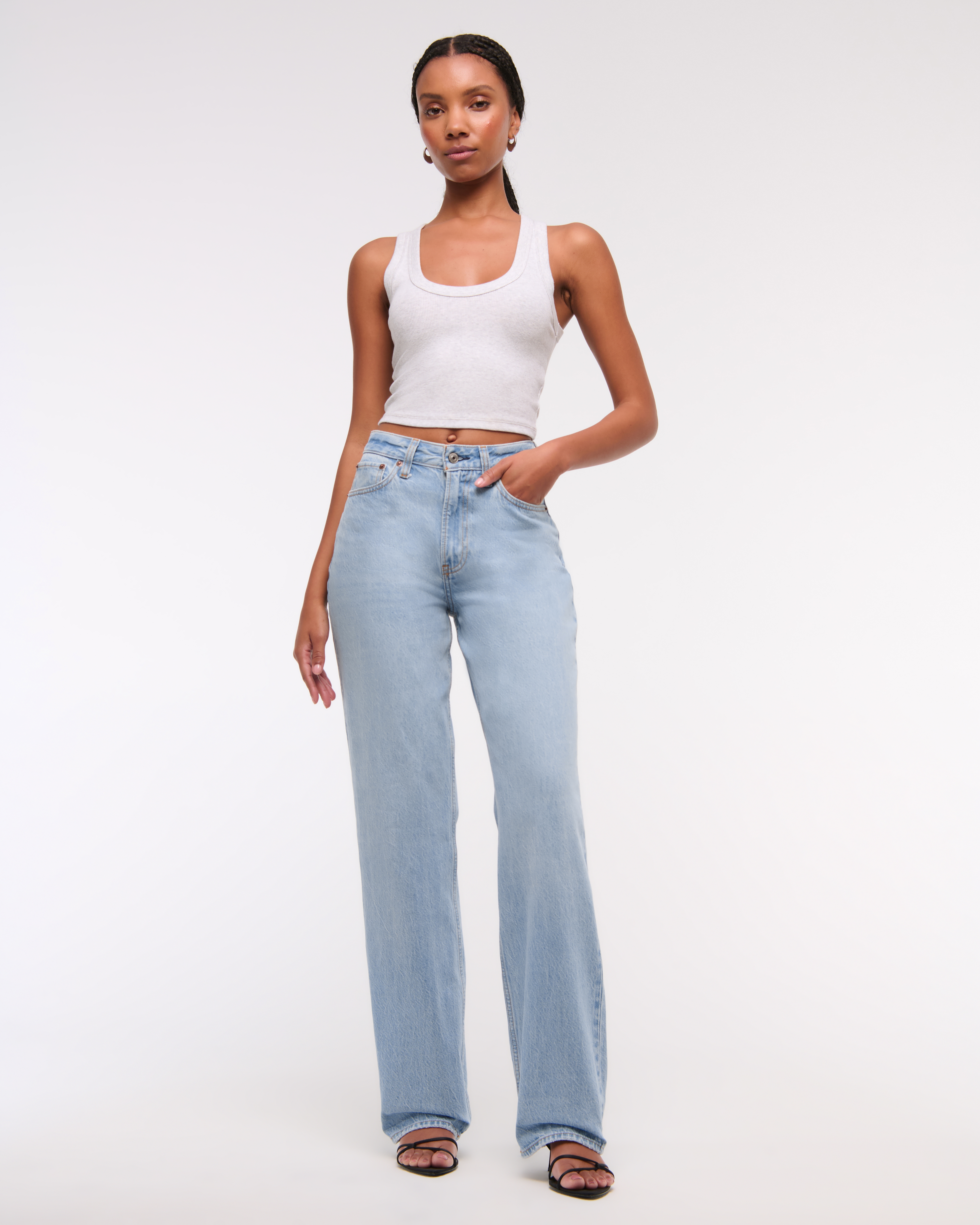 Abercrombie & Fitch Curve Love High Rise Loose Jean In Blue