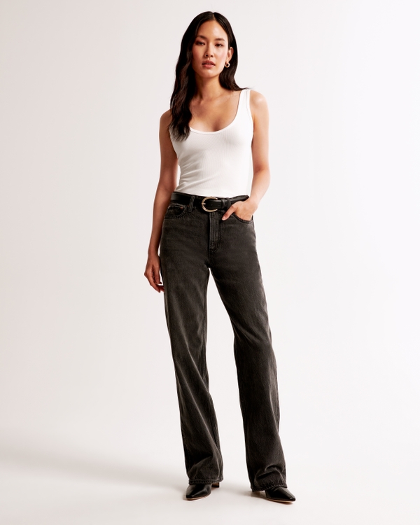 High Rise Loose Jean, Washed Black