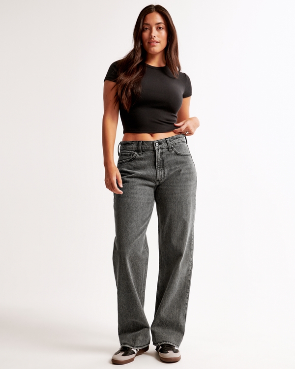 Curve Love Low Rise Baggy Jean, Gray