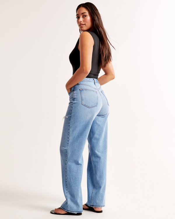 Curve Love High Rise Loose Jean, Medium With Thigh Destroy