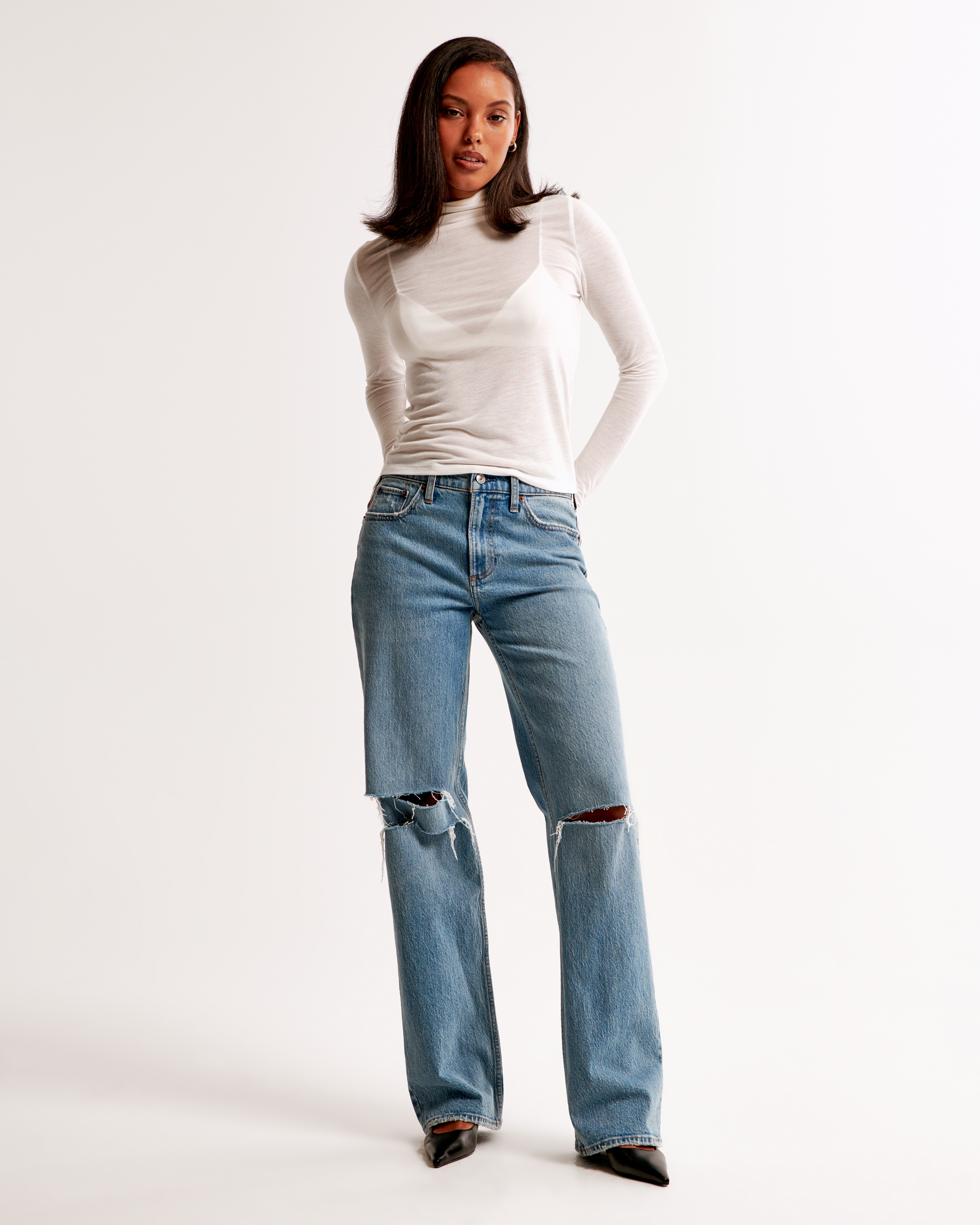 [CKJ]Low-Rise Baggy Fit Mid-Blue Summer Tencel Jeans★人気★ Women's Low Rise Baggy Jean | Women's Bottoms | Abercrombie.com