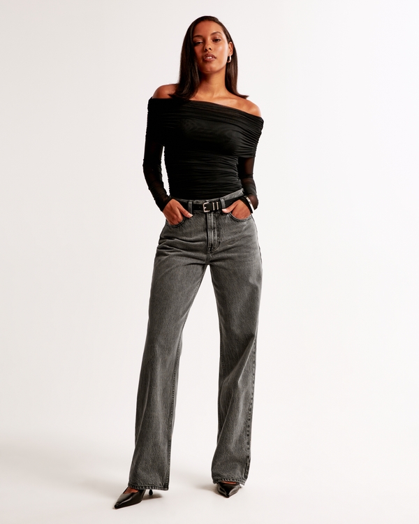 High Rise Loose Jean, Dark Grey view 1