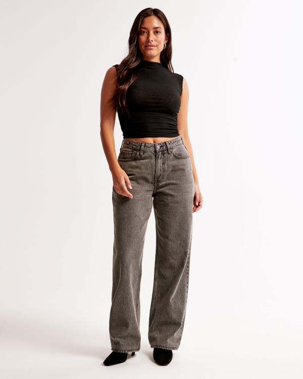 Curve Love High Rise Loose Jean, Dark Grey view 1