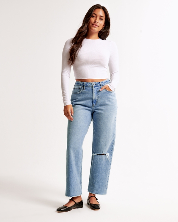 Curve Love High Rise Vintage Straight Jean, Light Destroy