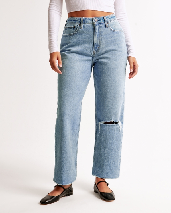 Curve Love High Rise Vintage Straight Jean, Light Destroy view 2
