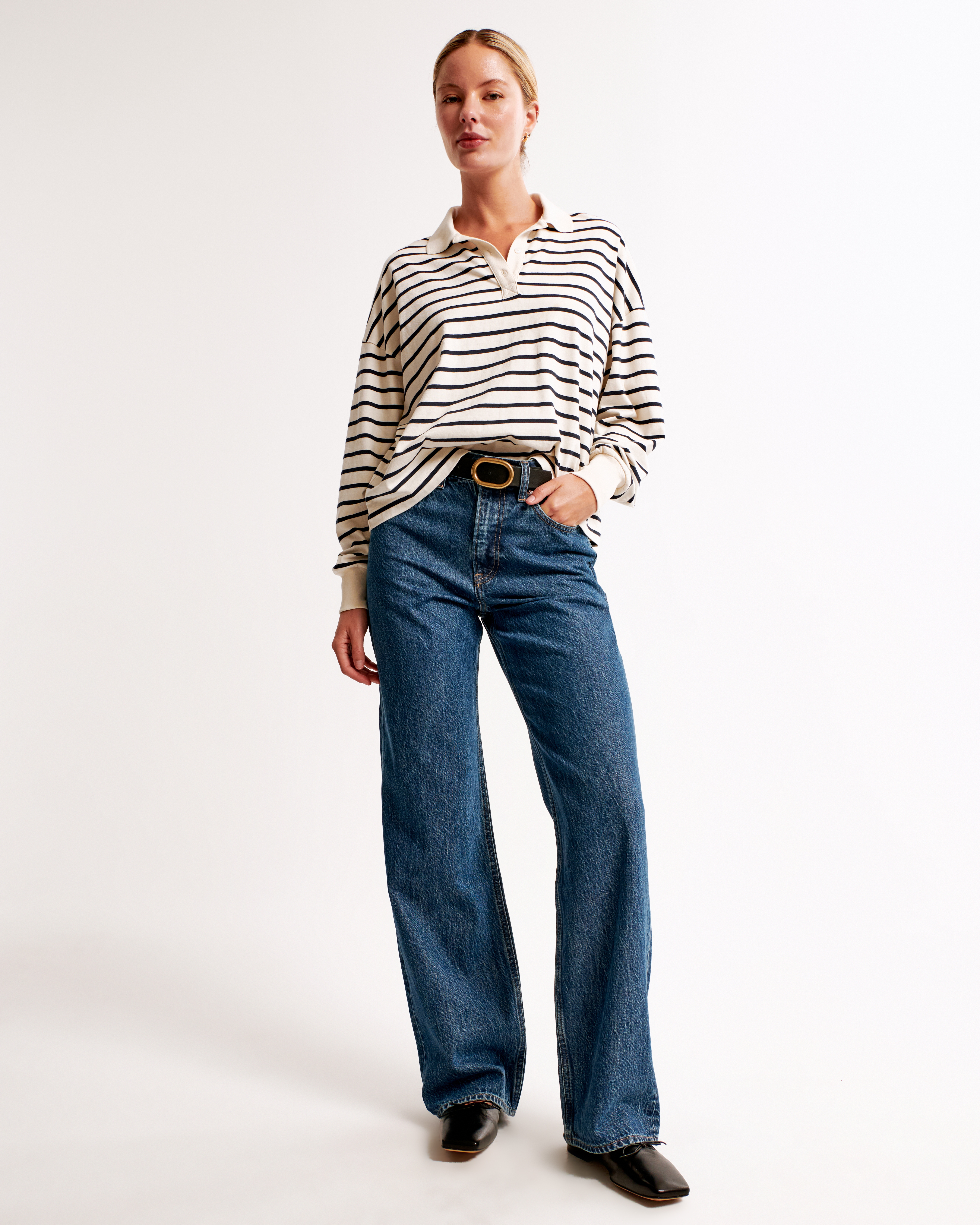 Abercrombie & Fitch High Rise Loose Jean In Blue