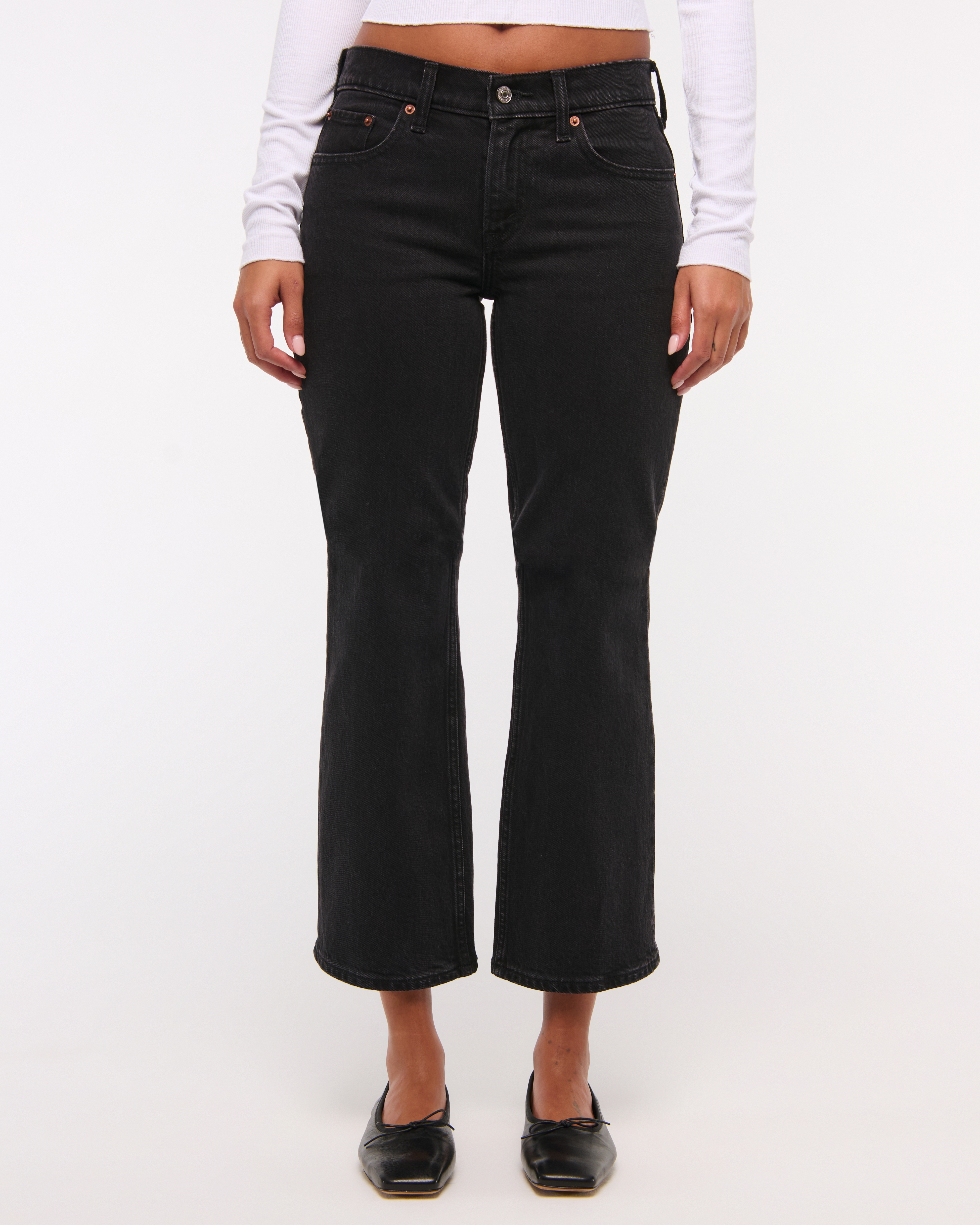 Abercrombie & Fitch Low Rise Cropped Boot Jean In Black