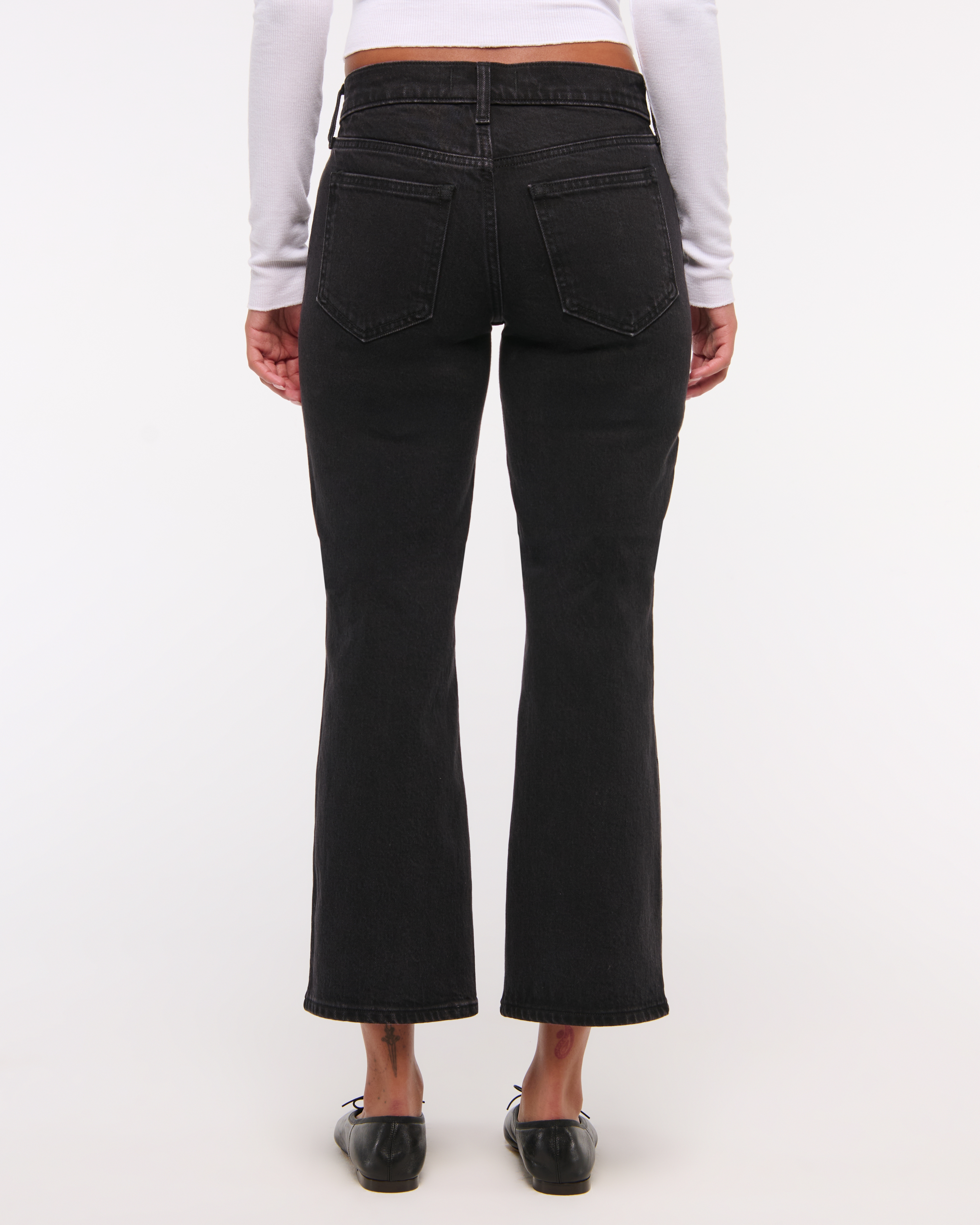 Abercrombie & Fitch Low Rise Cropped Boot Jean In Black