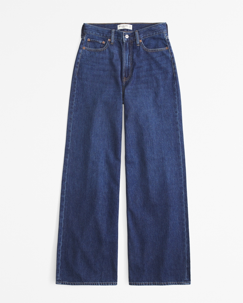 Dark denim wide leg jeans hotsell