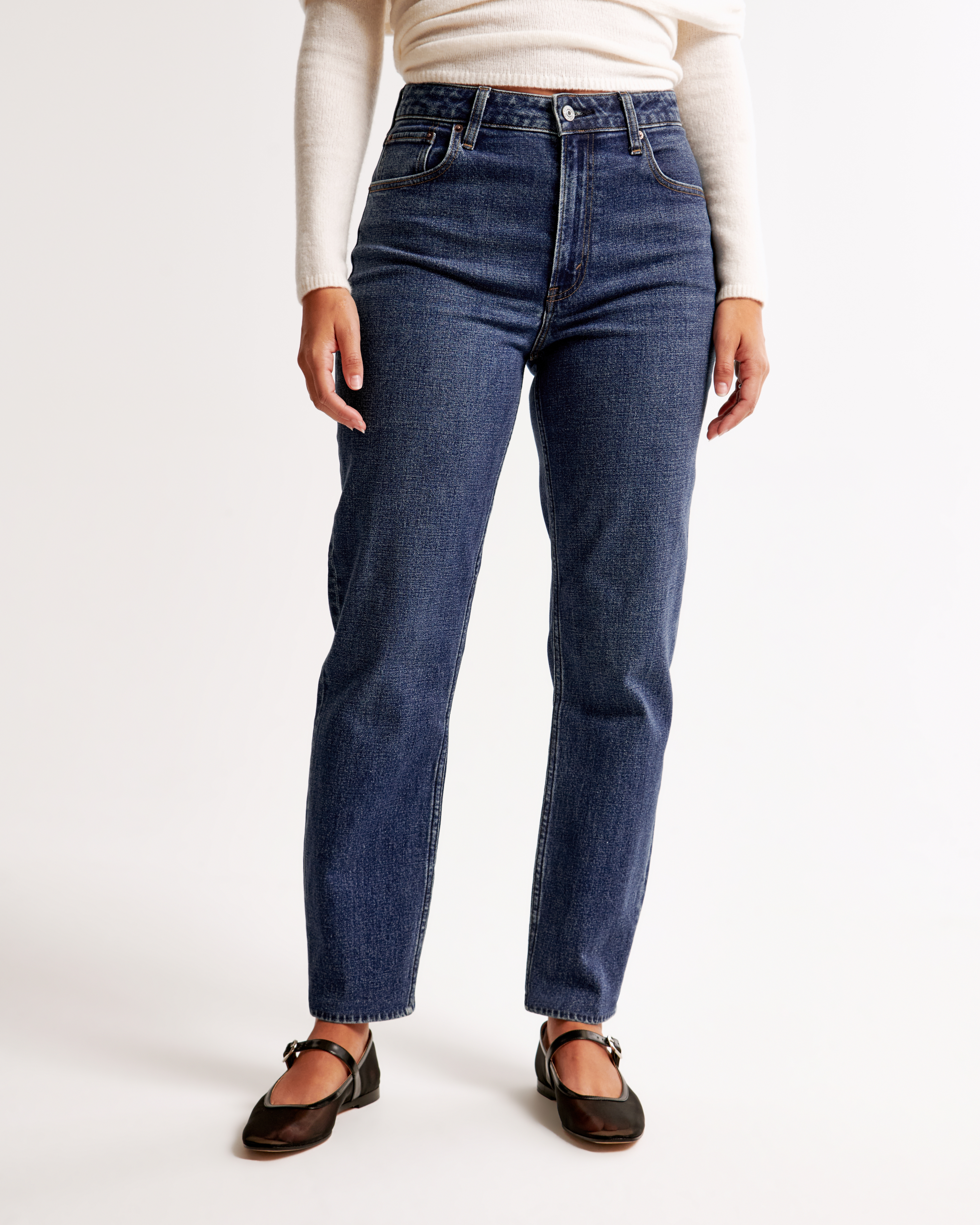 Женские джинсы Abercrombie & Fitch Curve Love High Rise Mom Jean, цвет: Тёмный — фото 3