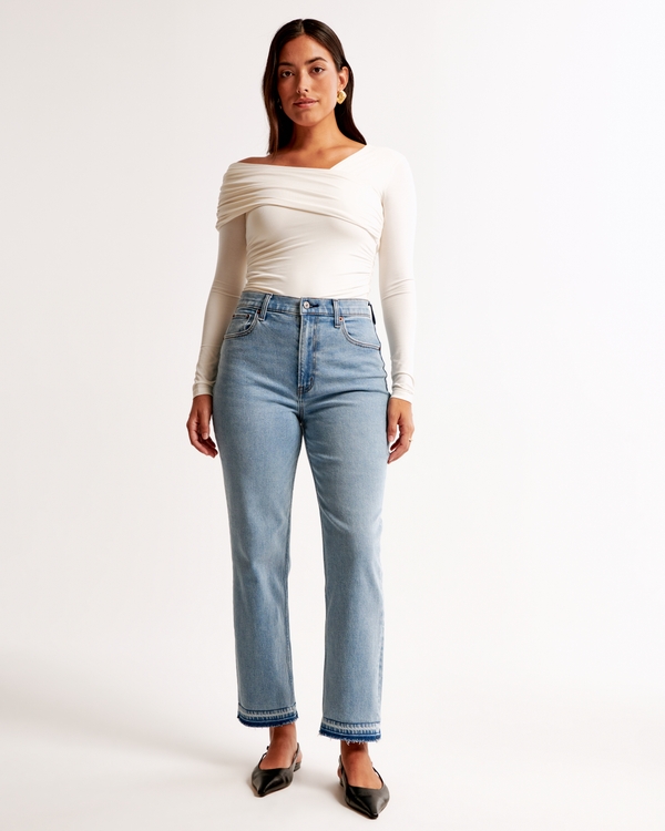 Curve Love Ultra High Rise Ankle Straight Jean, Medium Let Down Hem view 1