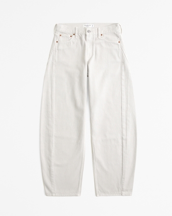 Jeans dritti rilassati con lavaggio medio strappati a vita bassa, Jeans