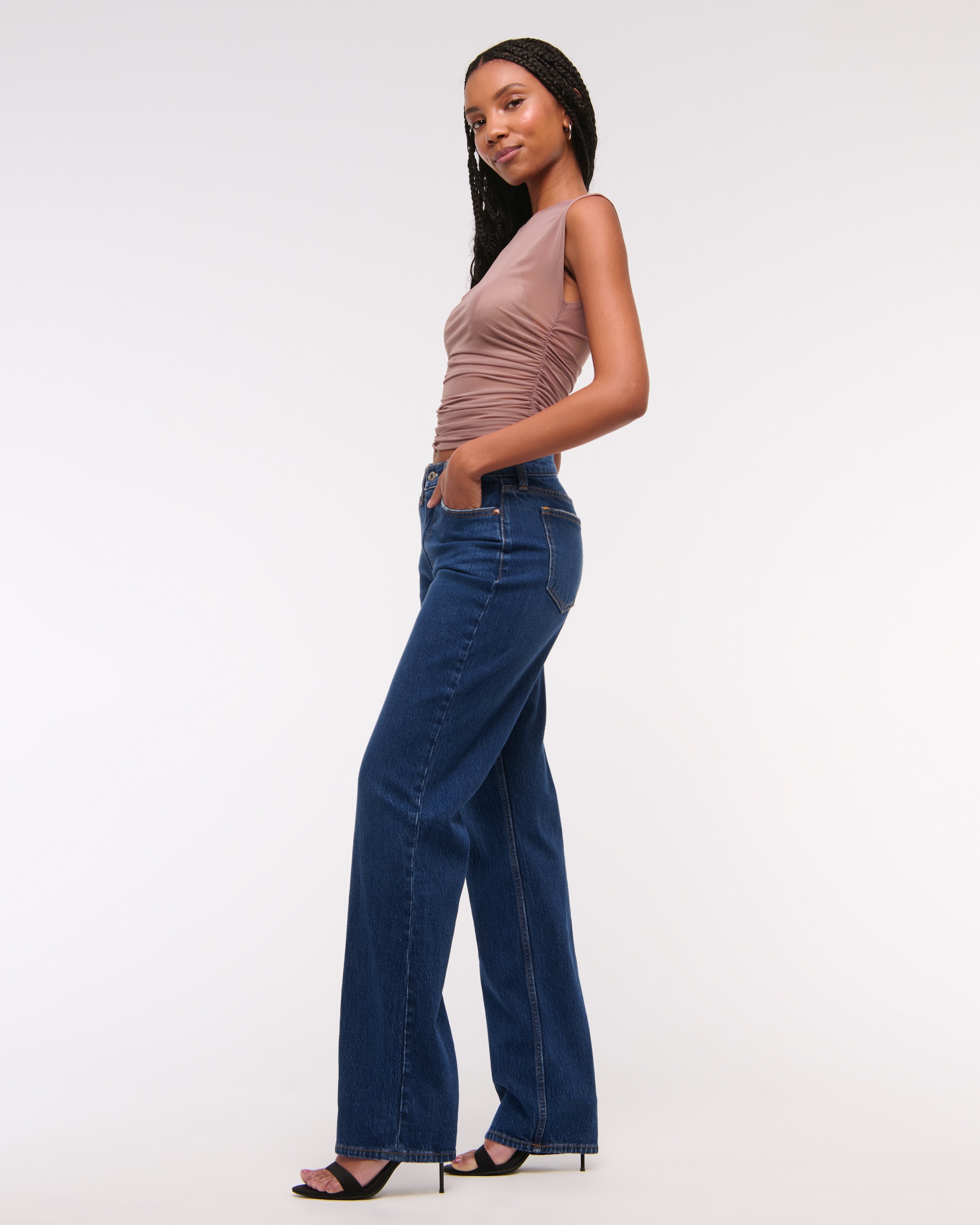 Abercrombie & Fitch Curve Love Low Rise Baggy Jean In Black