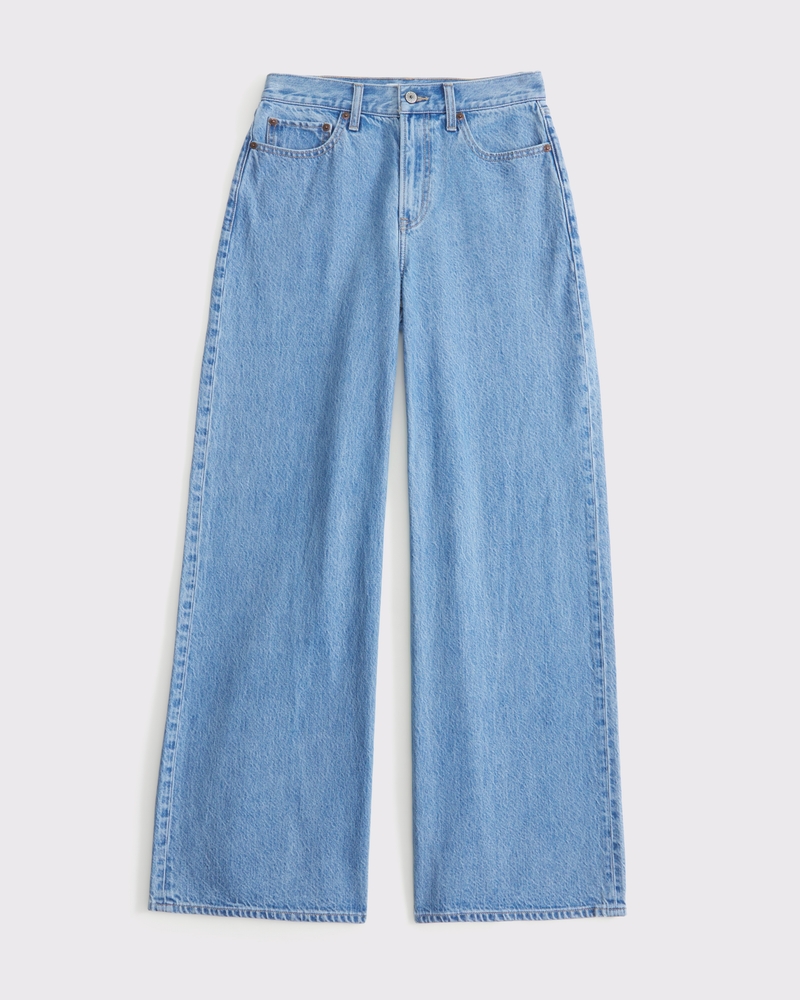 【DISCERNMENT】Amore curved stripe denim Women's Curve Love High Rise Wide Leg Jean | Women's