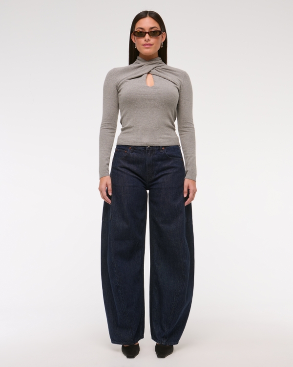 Curve Love Mid Rise Ultra Barrel Jean, Dark Rinse view 2