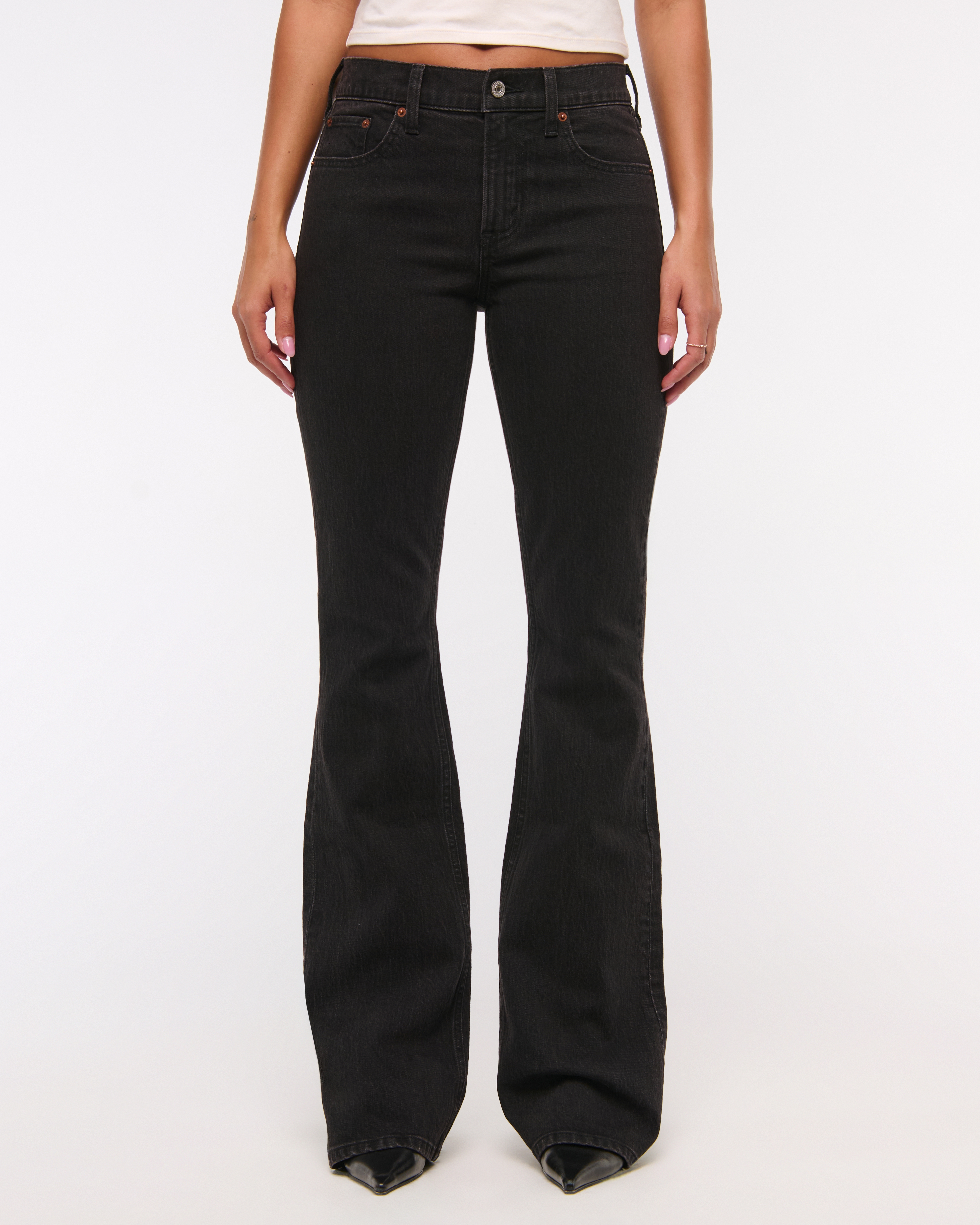 Abercrombie & Fitch Mid Rise Bootcut Jean In Black