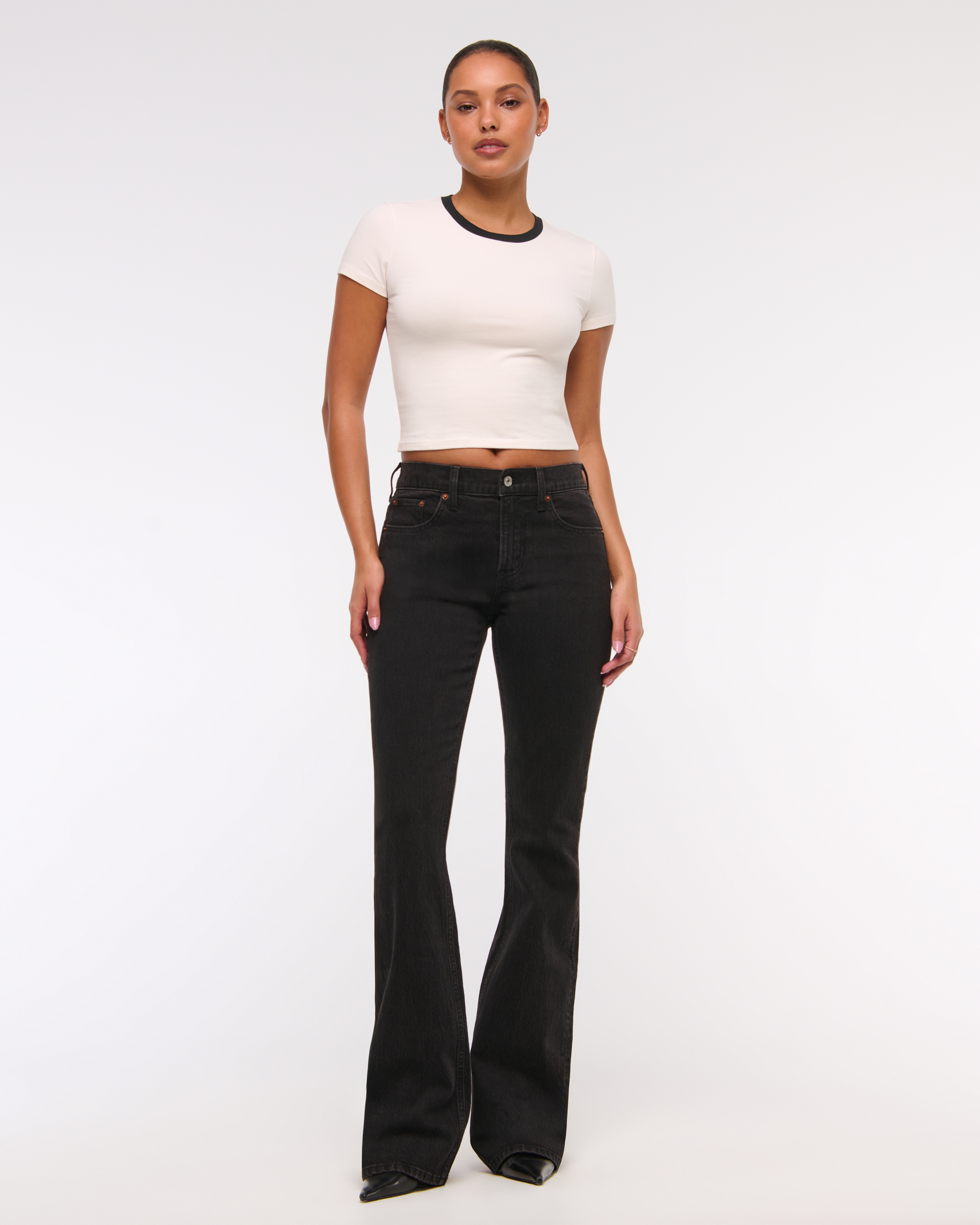 Abercrombie & Fitch Mid Rise Bootcut Jean In Black