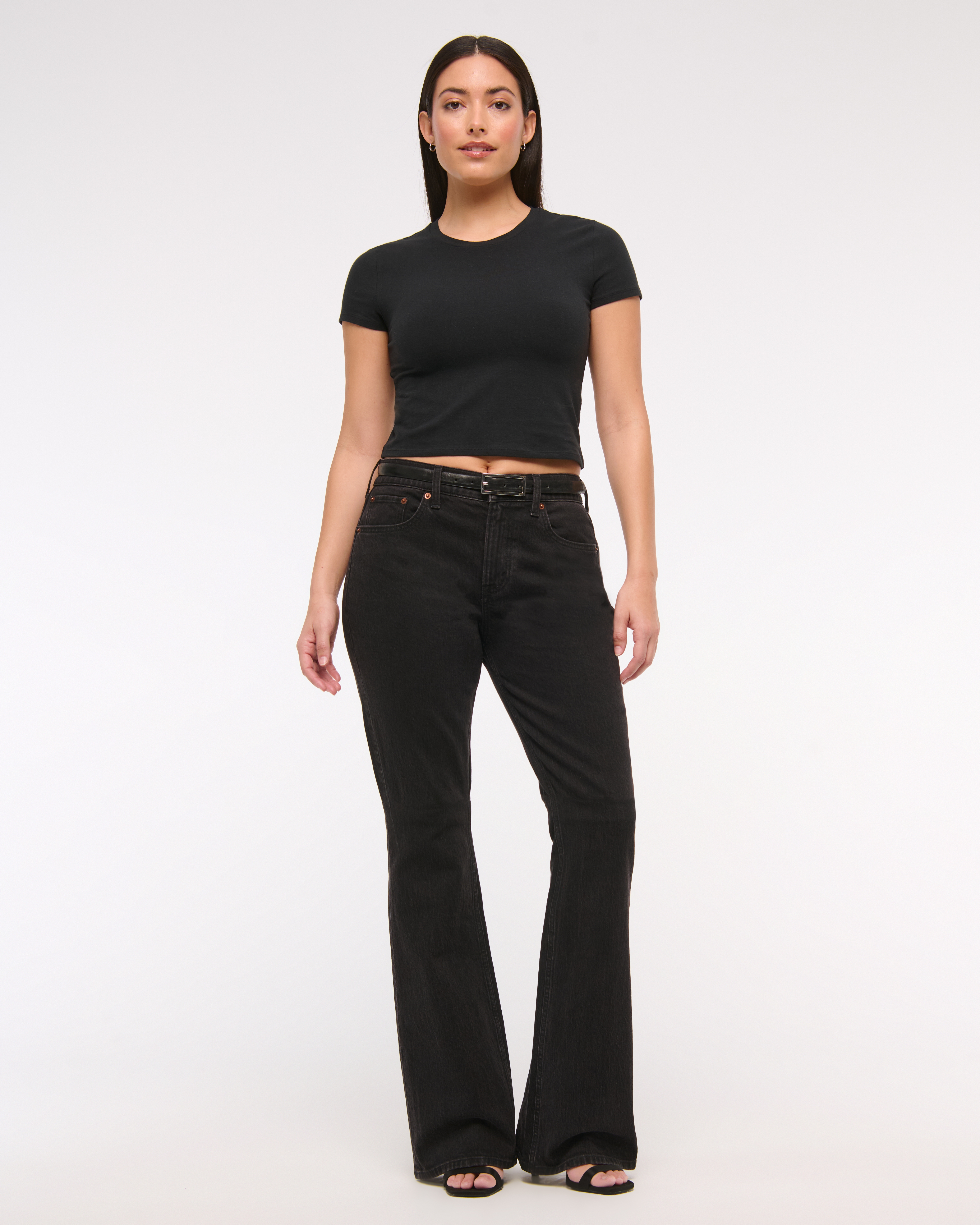 Abercrombie & Fitch Curve Love Mid Rise Bootcut Jean In Black