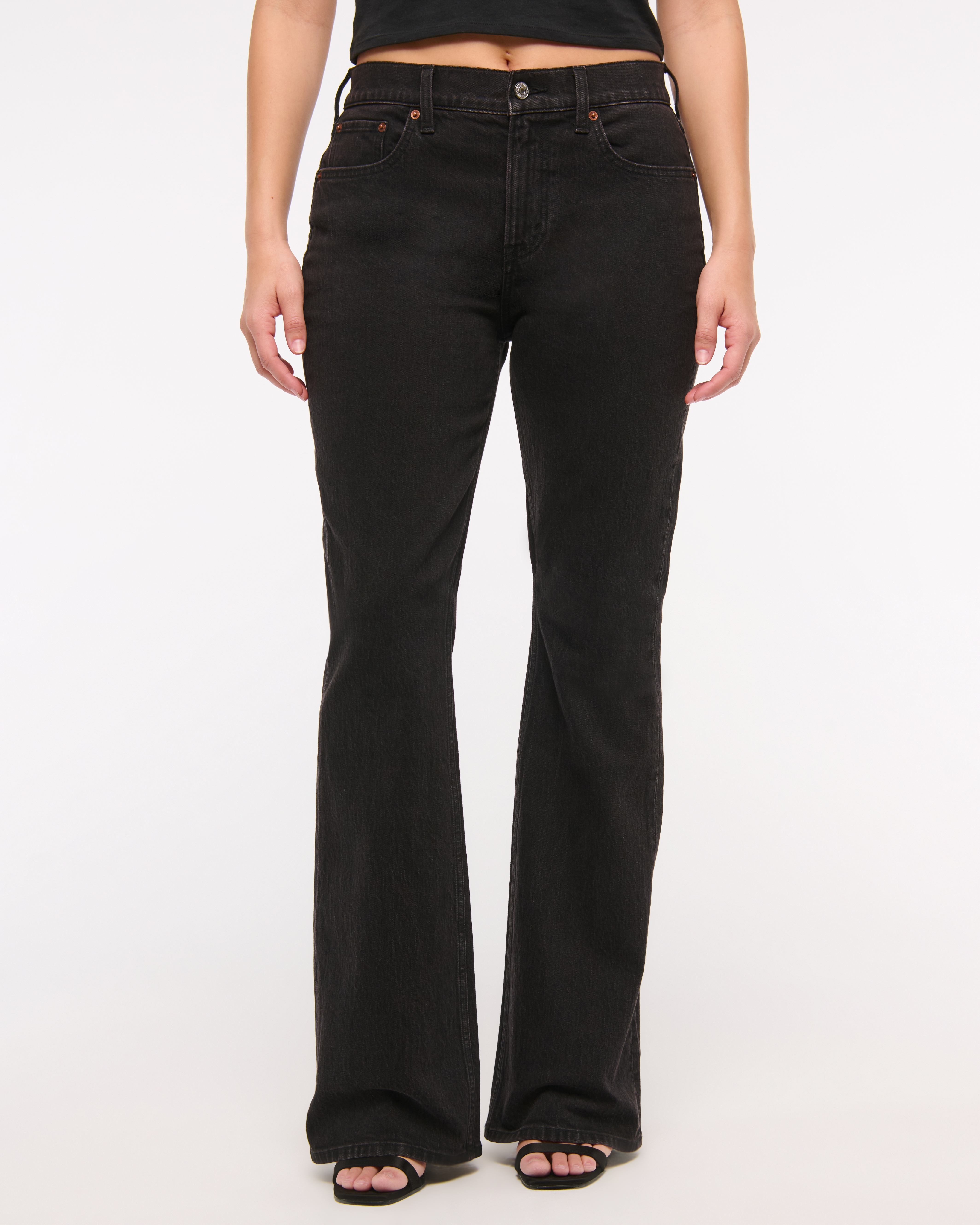 Abercrombie & Fitch Curve Love Mid Rise Bootcut Jean In Black