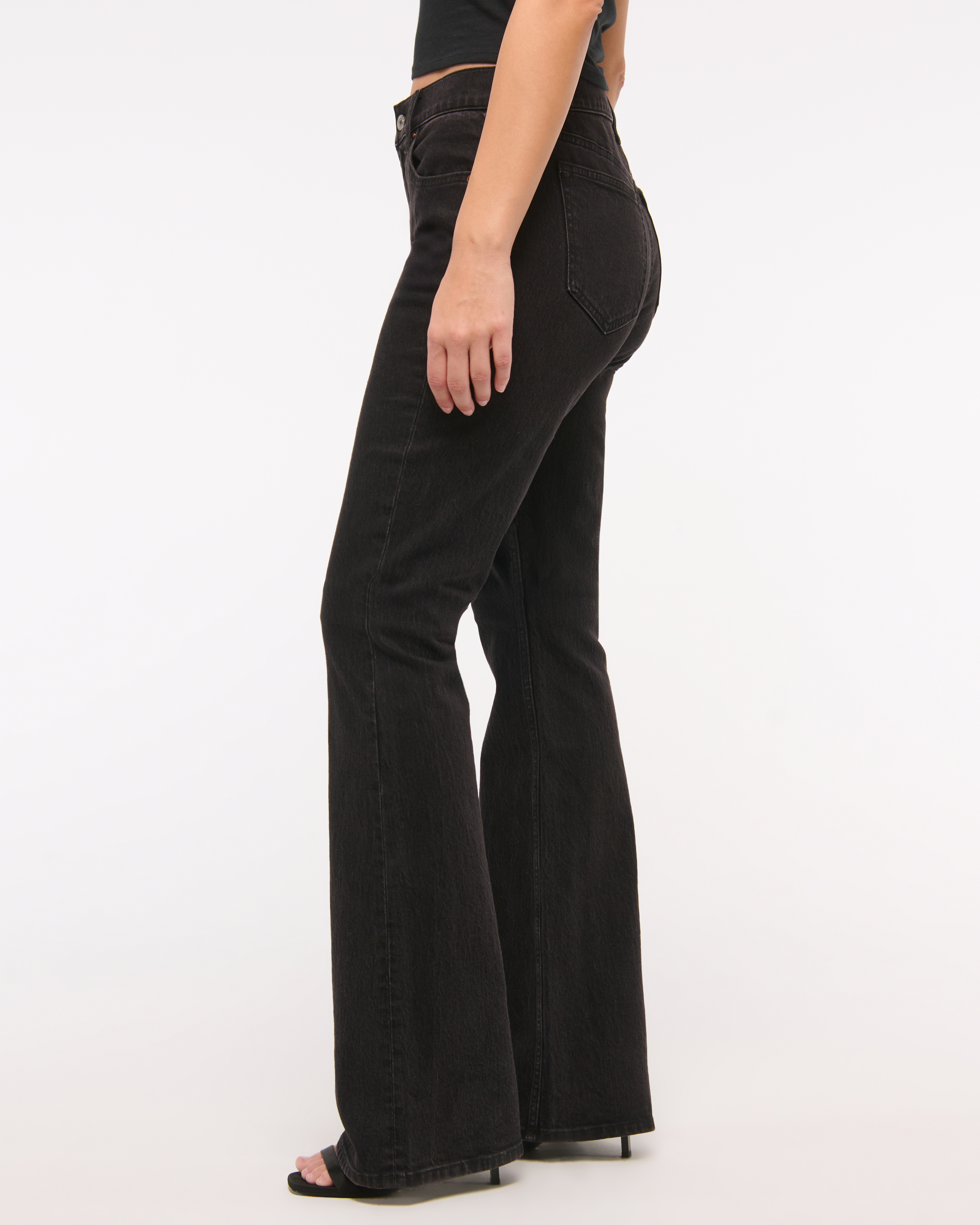 Abercrombie & Fitch Curve Love Mid Rise Bootcut Jean In Black