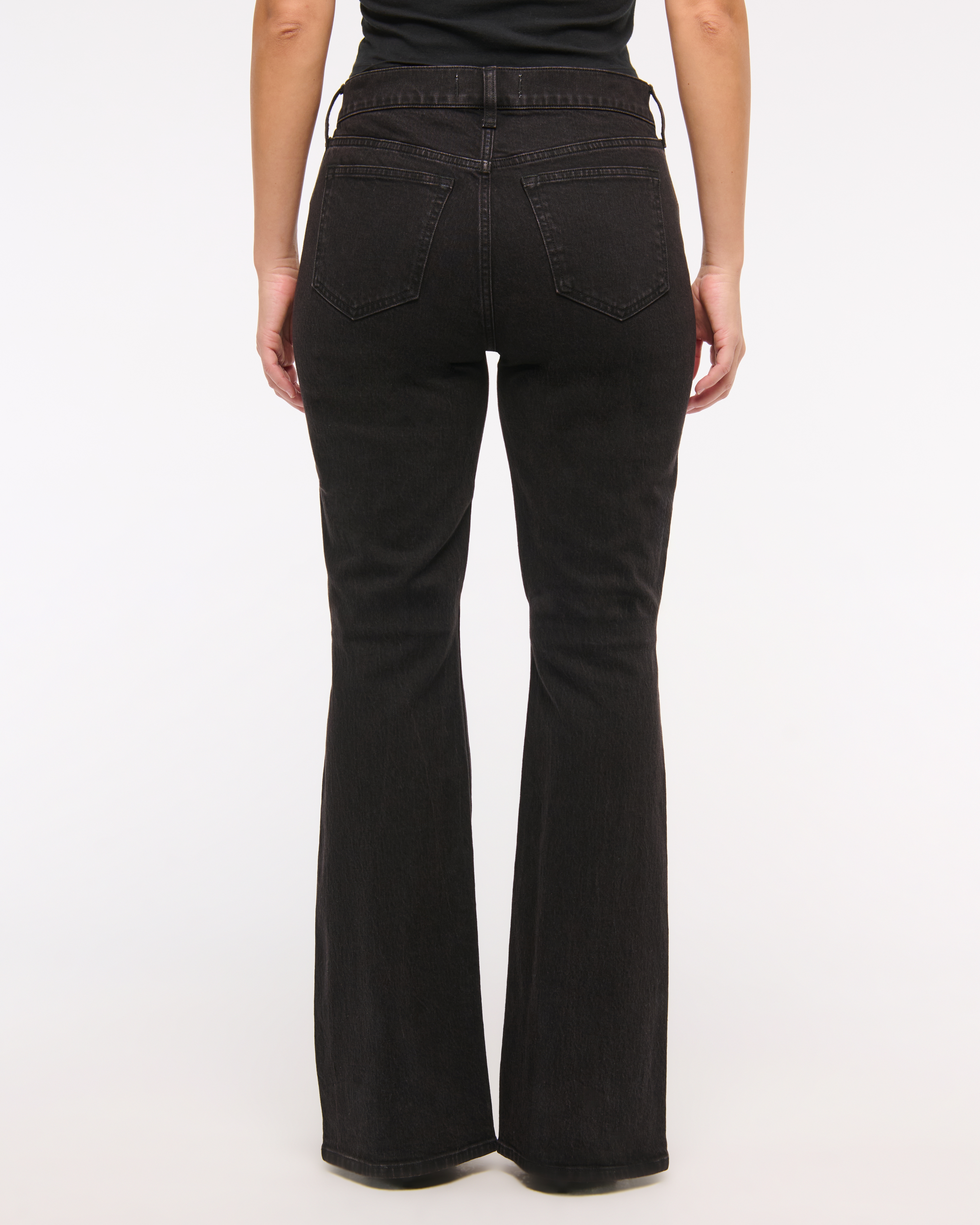 Abercrombie & Fitch Curve Love Mid Rise Bootcut Jean In Black