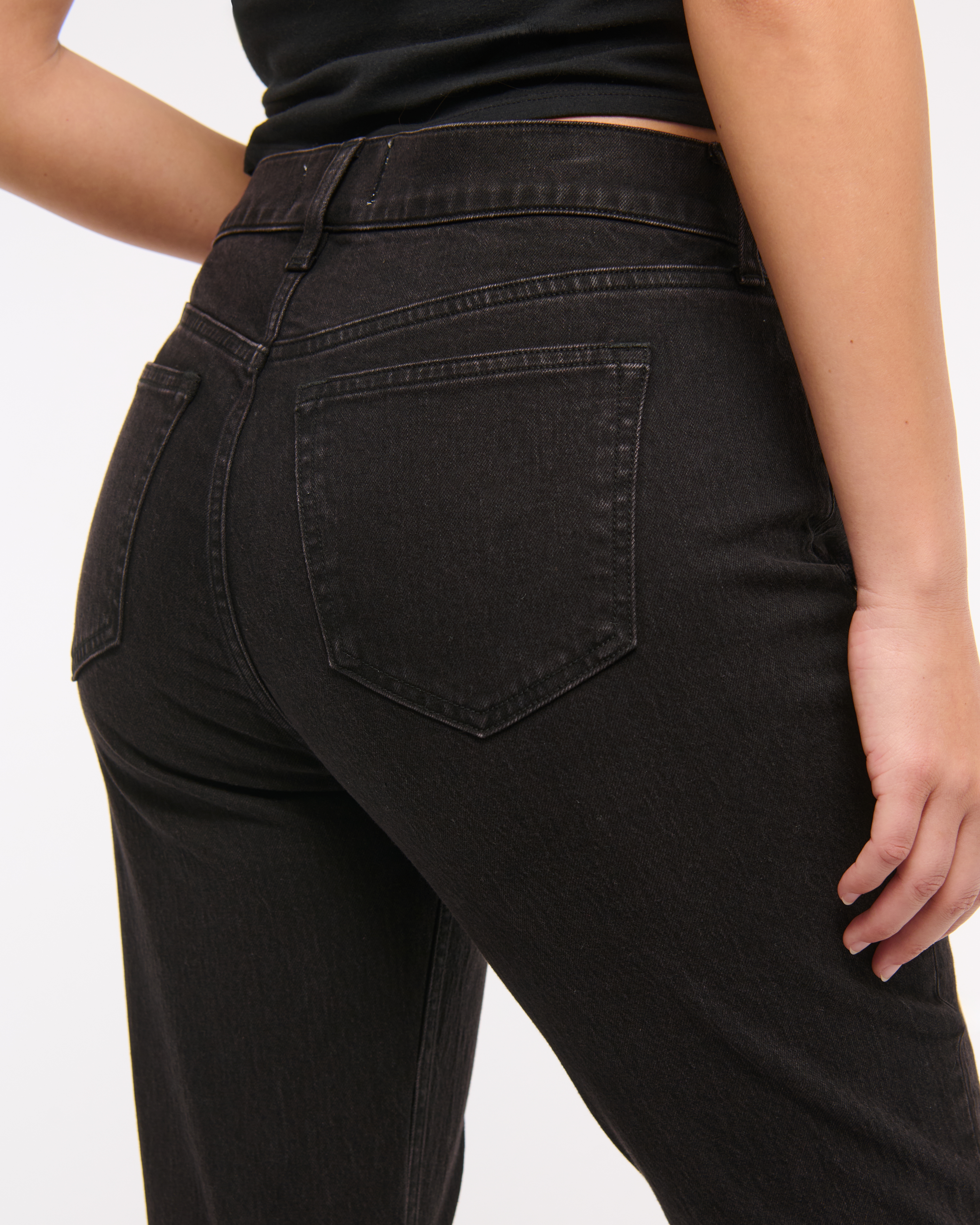 Abercrombie & Fitch Curve Love Mid Rise Bootcut Jean In Black