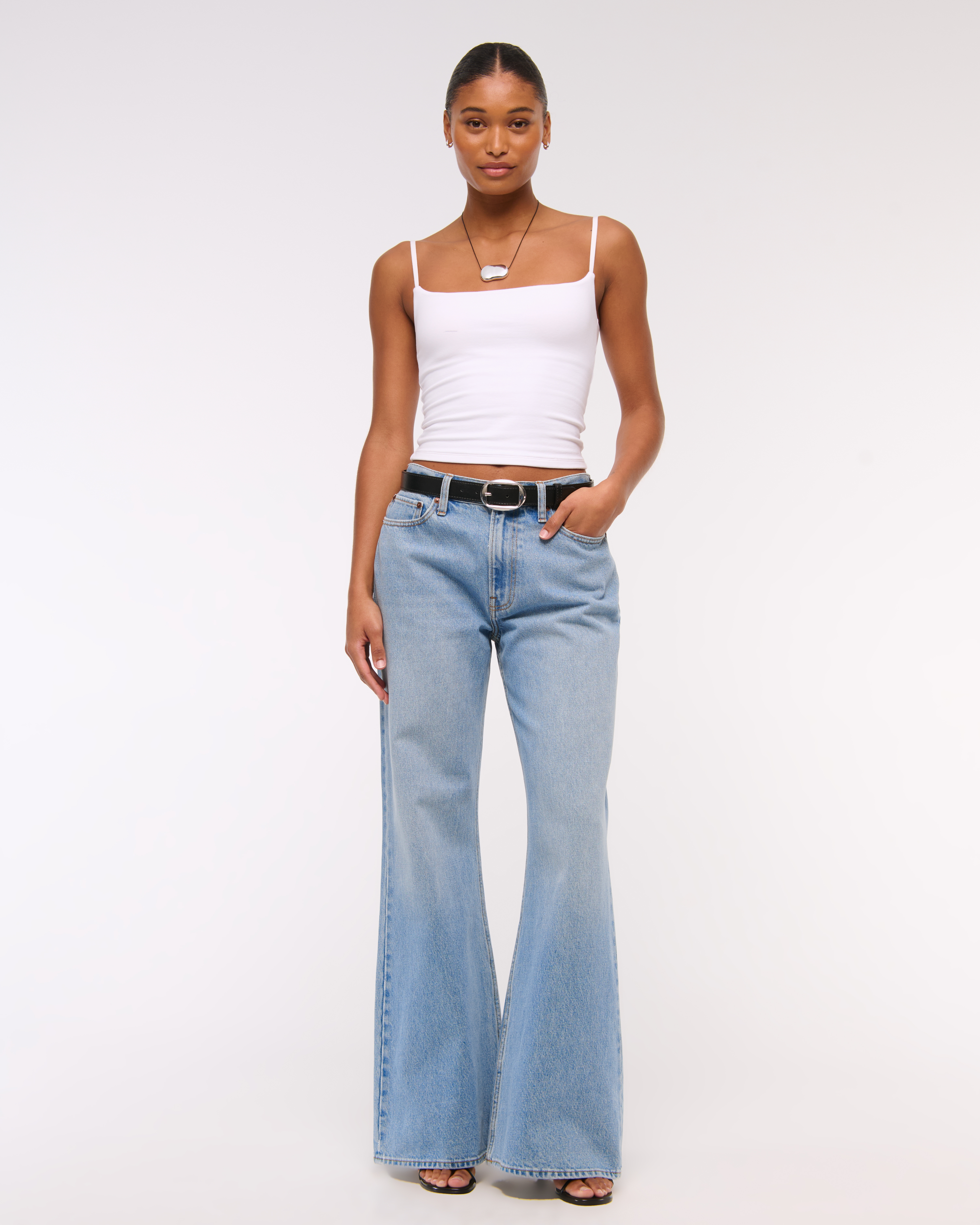 Abercrombie & Fitch Curve Love Mid Rise Baggy Bootcut Jean