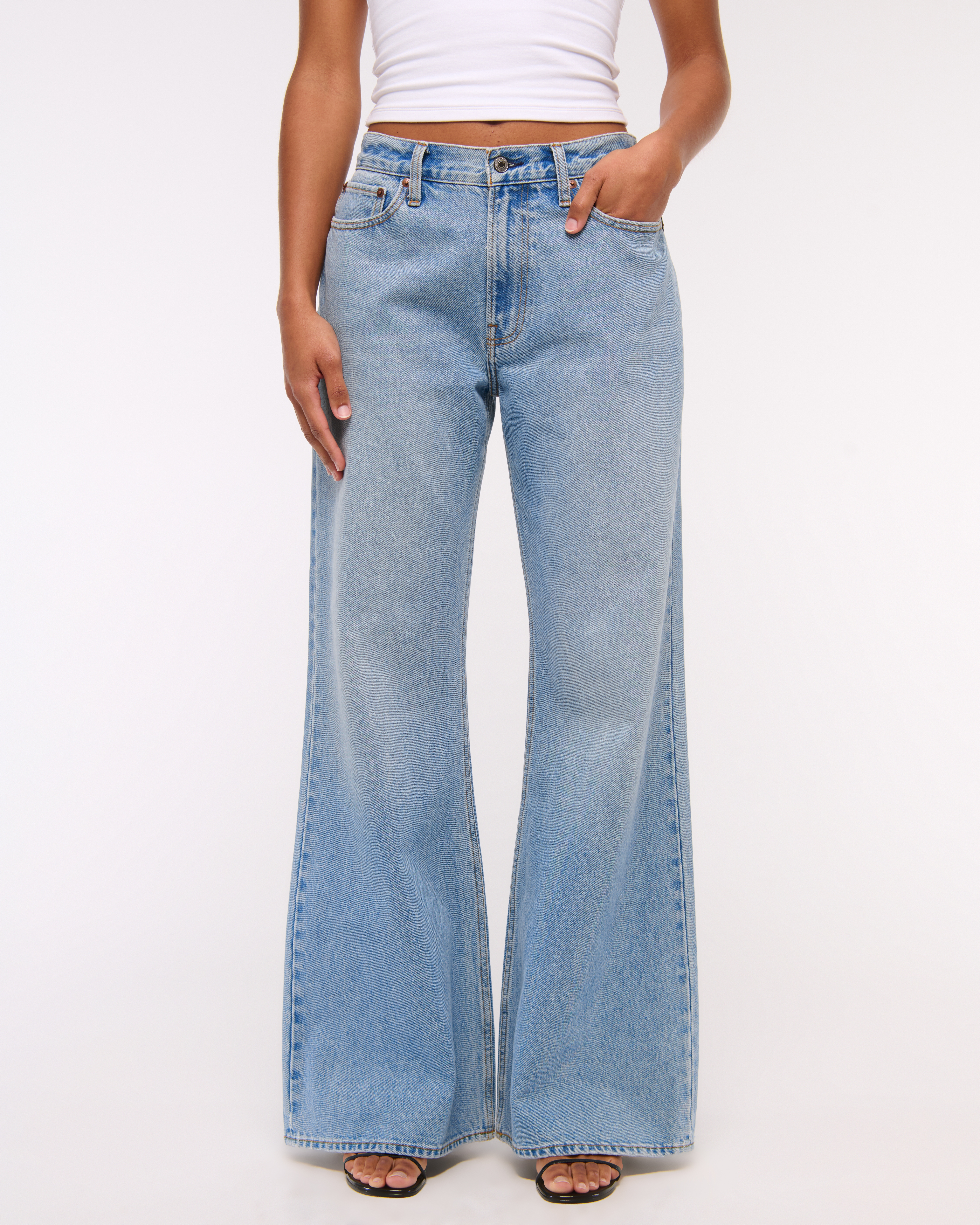 Abercrombie & Fitch Curve Love Mid Rise Baggy Bootcut Jean