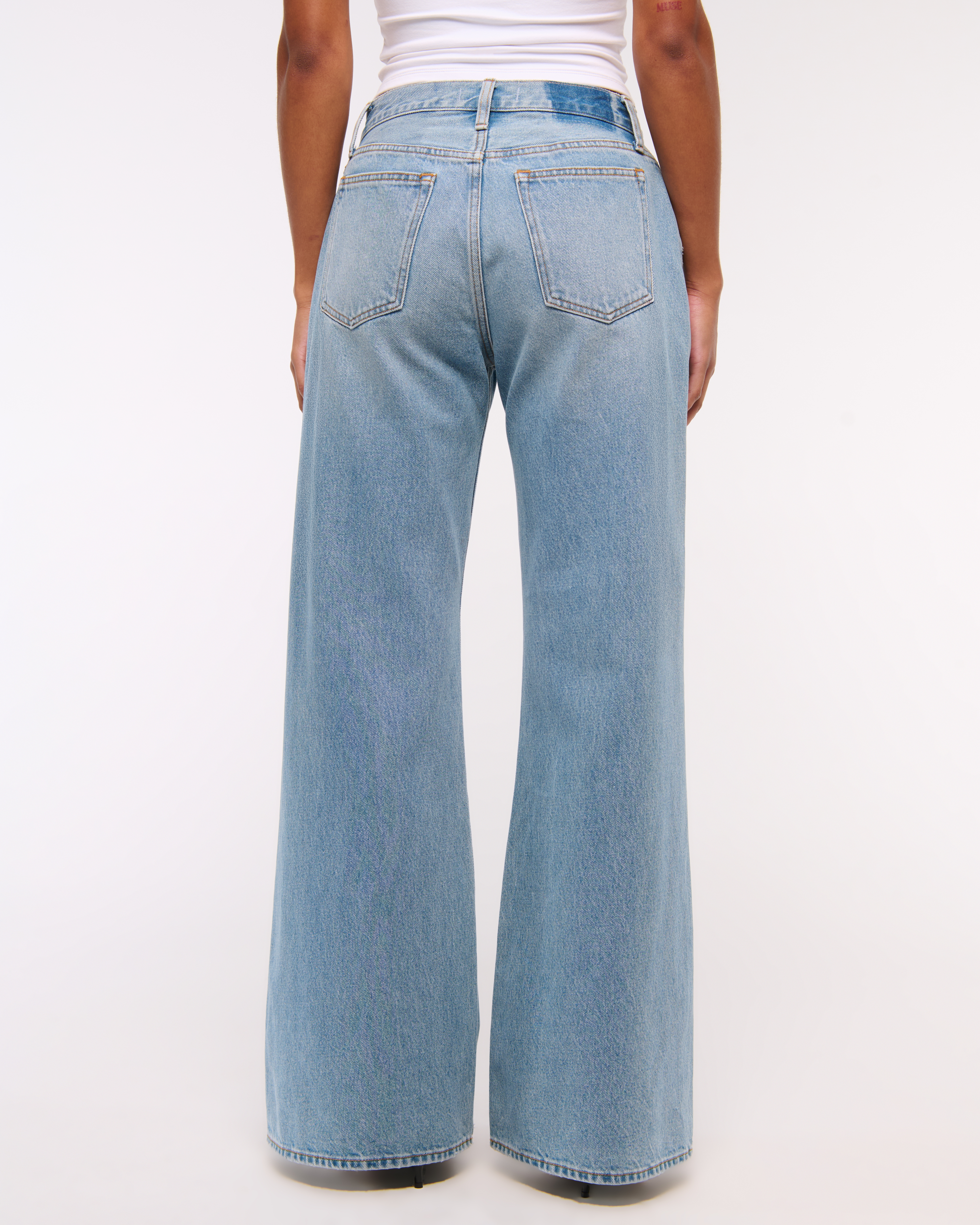 Abercrombie & Fitch Curve Love Mid Rise Baggy Bootcut Jean