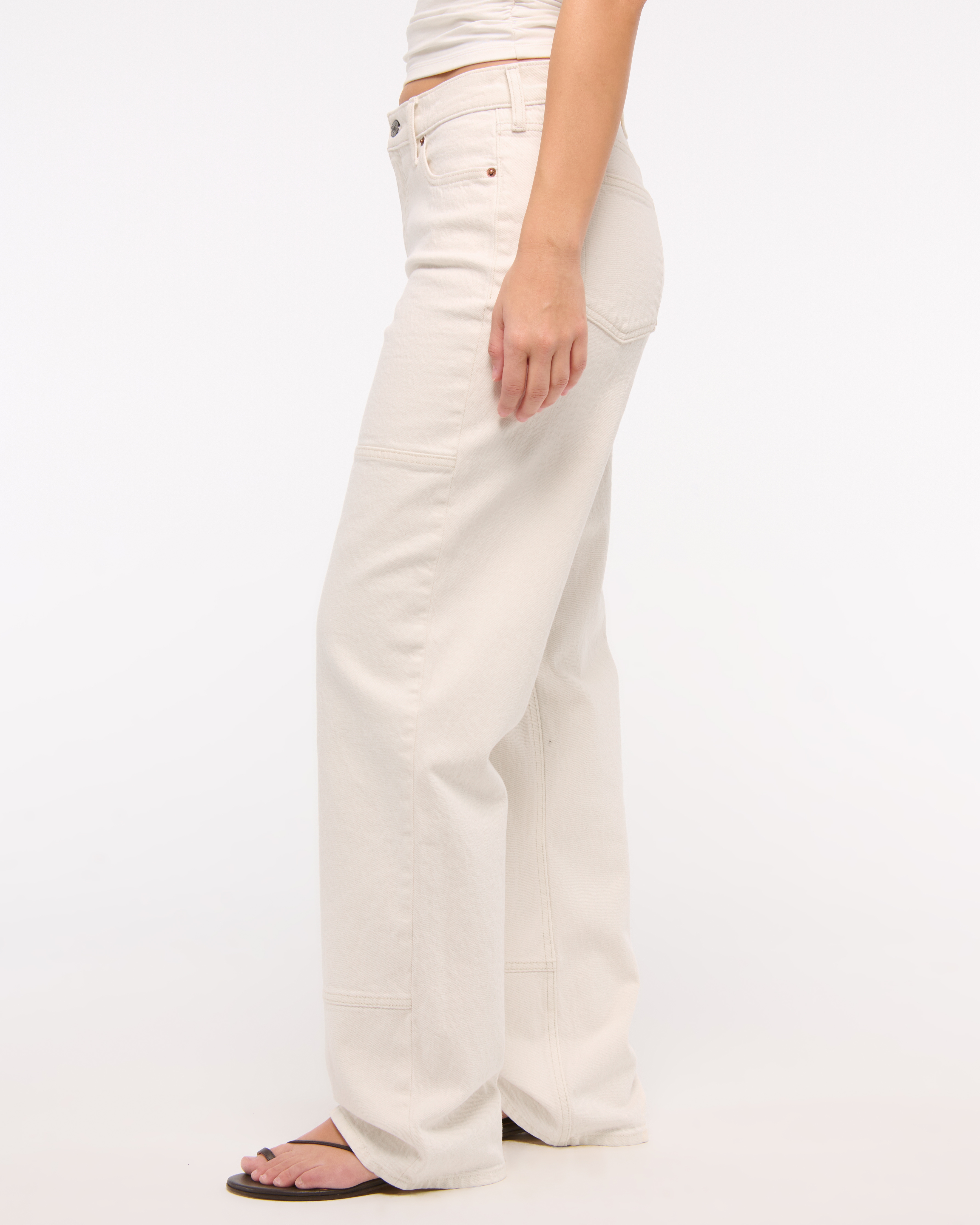 Abercrombie & Fitch Curve Love Low Rise Baggy Jean In White
