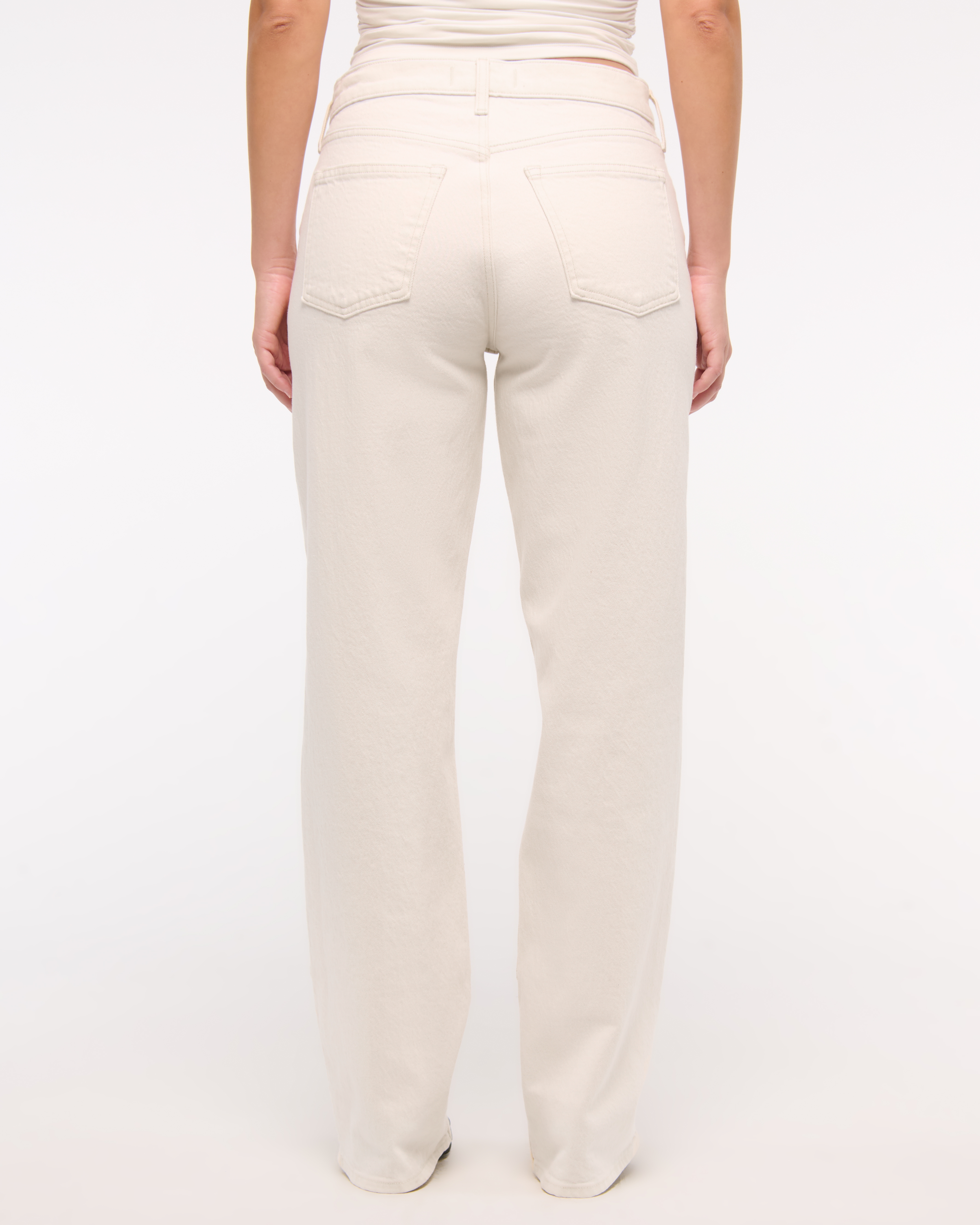 Abercrombie & Fitch Curve Love Low Rise Baggy Jean In White