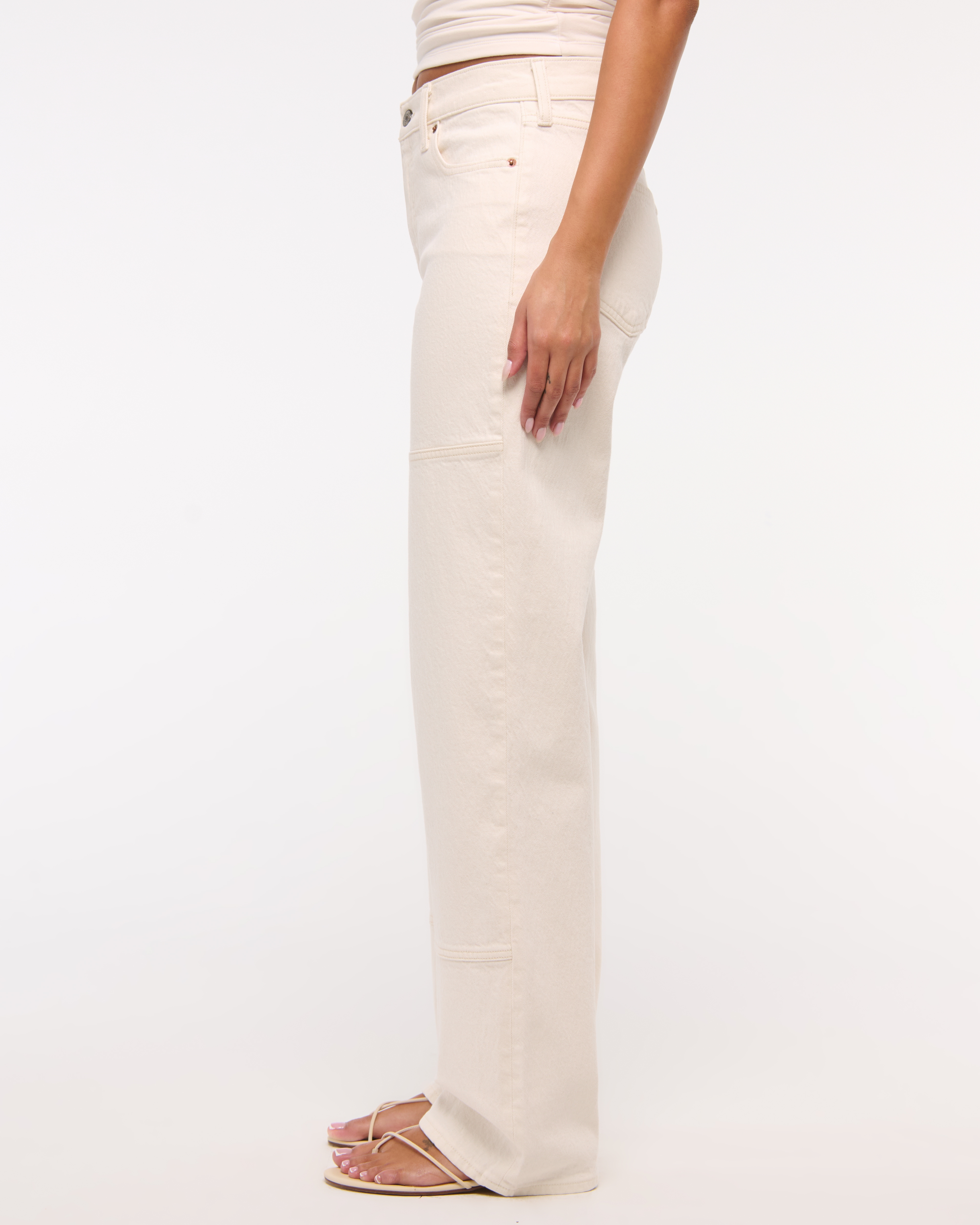 Abercrombie & Fitch Low Rise Baggy Jean In White
