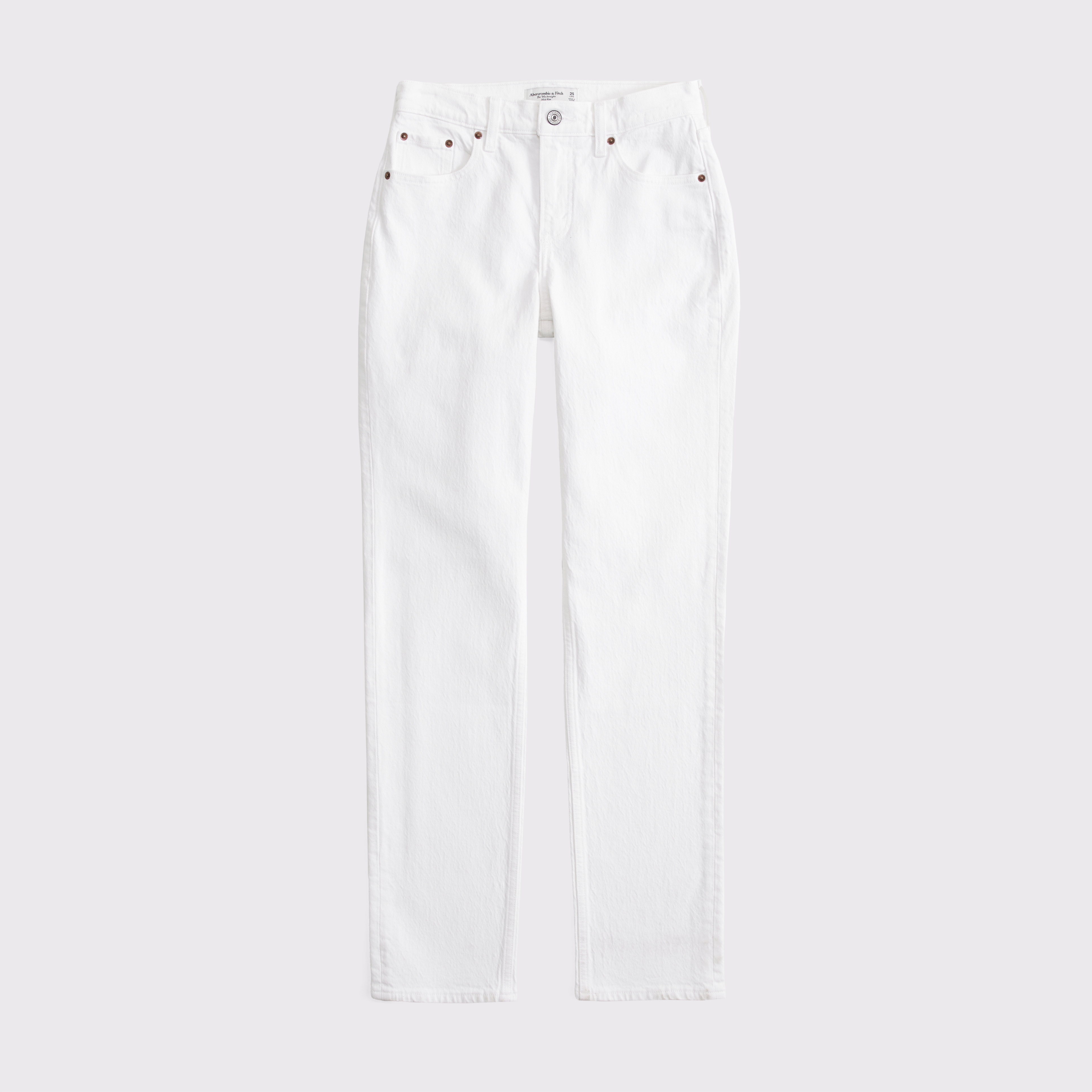 Abercrombie & Fitch Mid Rise 90s Straight Jean In White