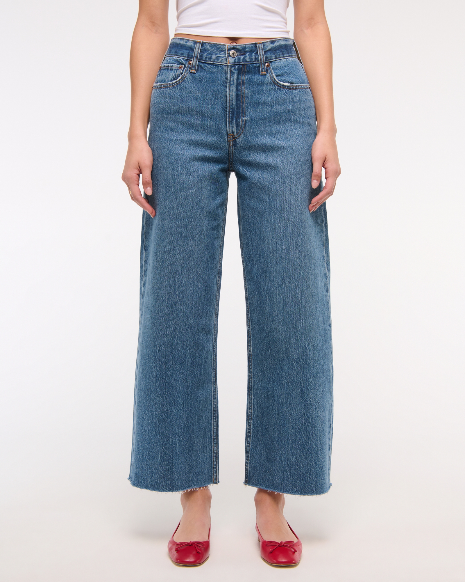 High Rise Cropped Wide Leg Jean