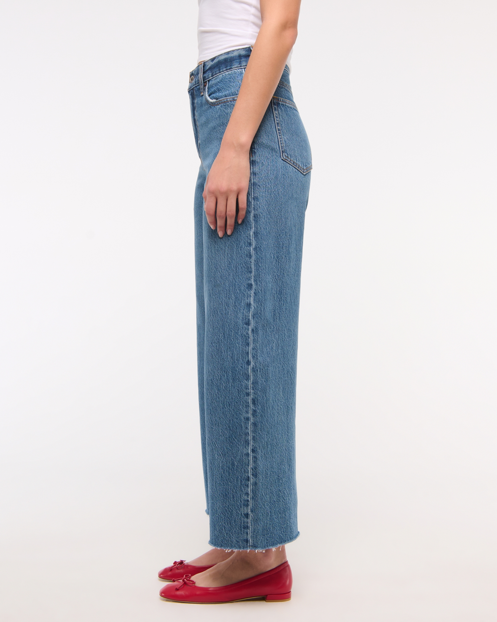 High Rise Cropped Wide Leg Jean