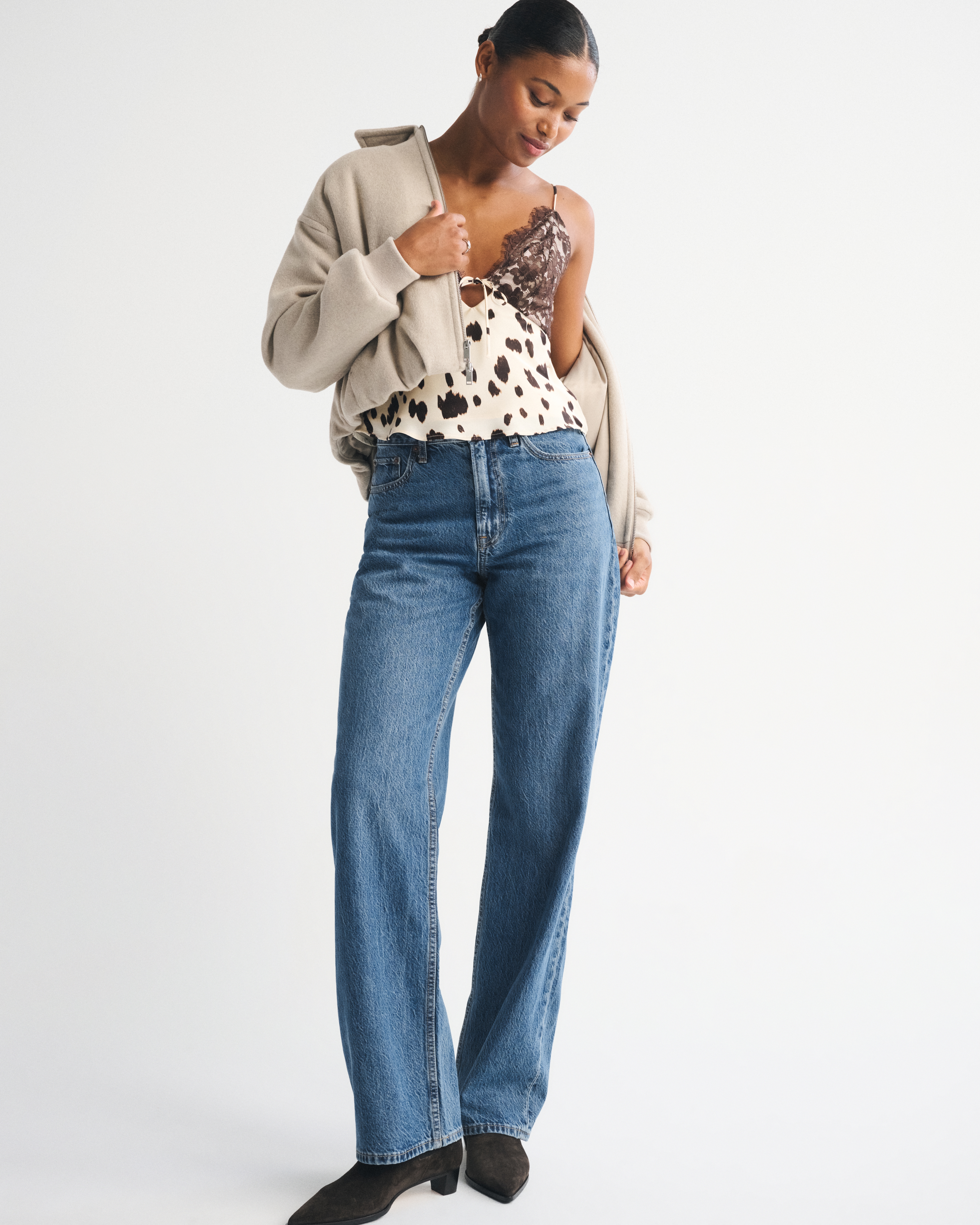 Abercrombie & Fitch Curve Love High Rise Loose Jean In Blue