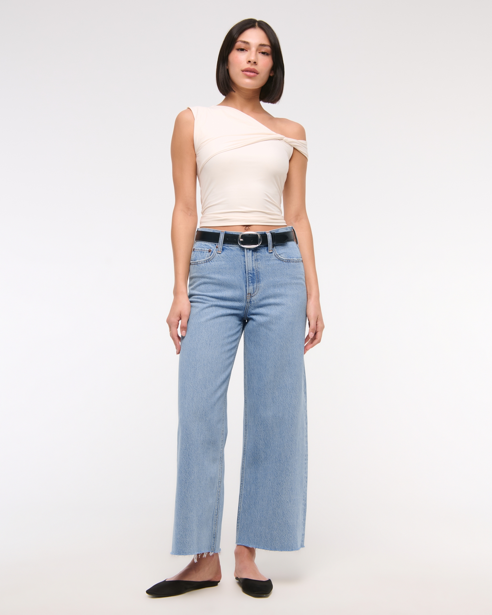 High Rise Cropped Wide Leg Jean