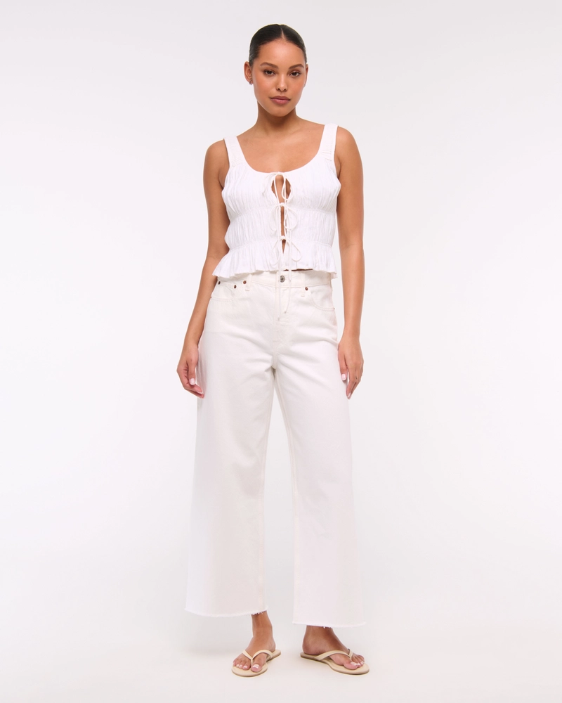 High Rise Cropped Wide Leg Jean