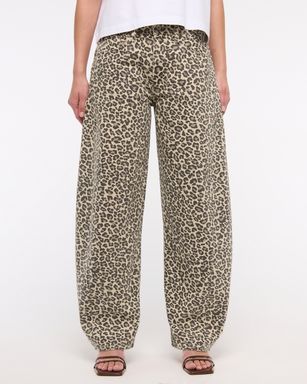 Mid Rise Barrel Jean, Leopard Print view 2