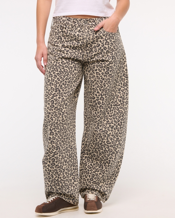 Curve Love Mid Rise Barrel Jean, Leopard Print view 2