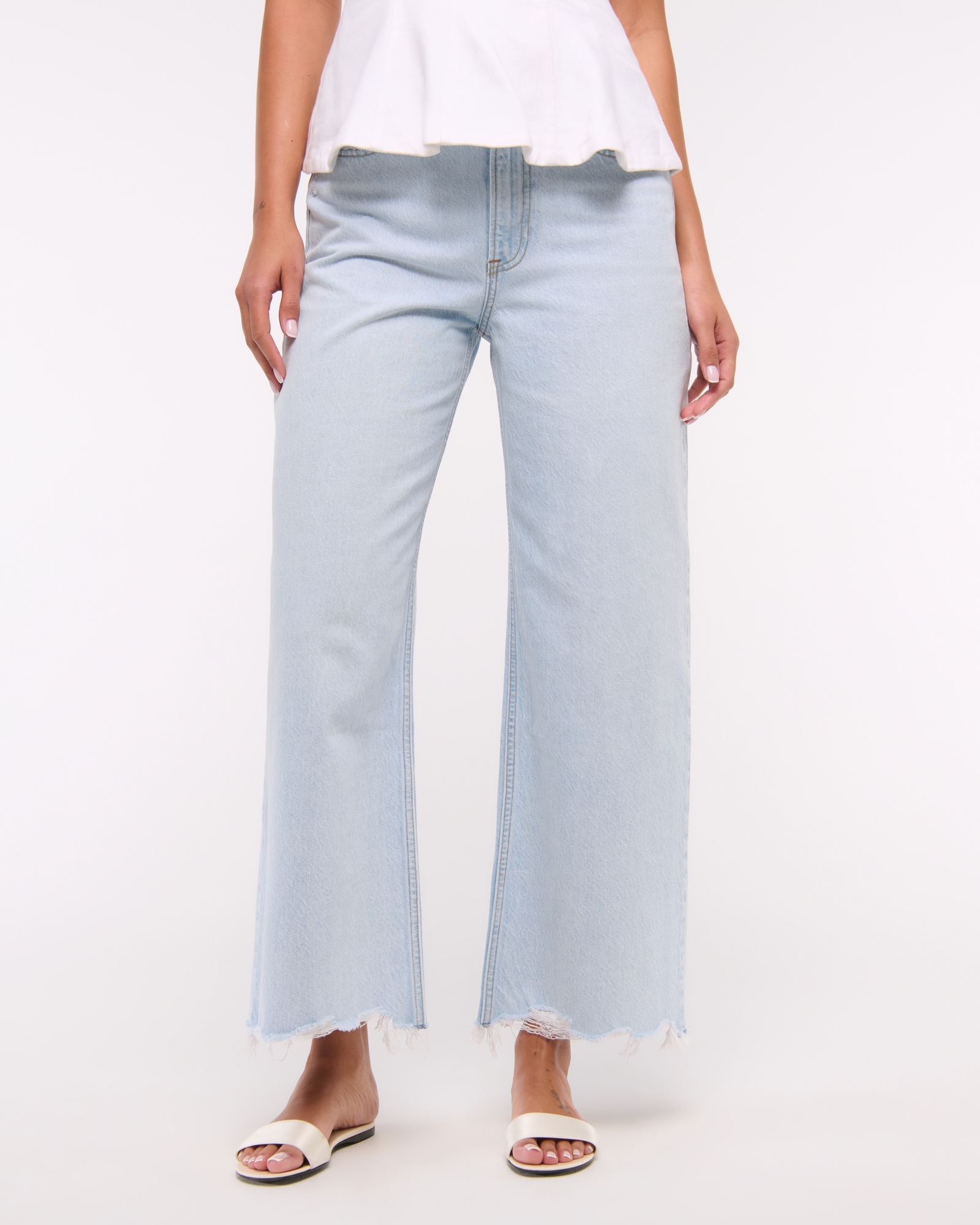 High Rise Cropped Wide Leg Jean