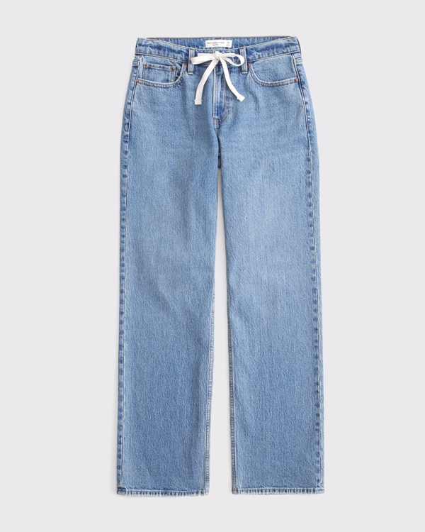 Curve Love Low Rise Baggy Jean, Medium Drawstring view 1