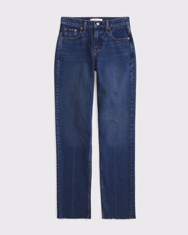 Mid Rise 90s Straight Jean, Medium Fray Hem view 1
