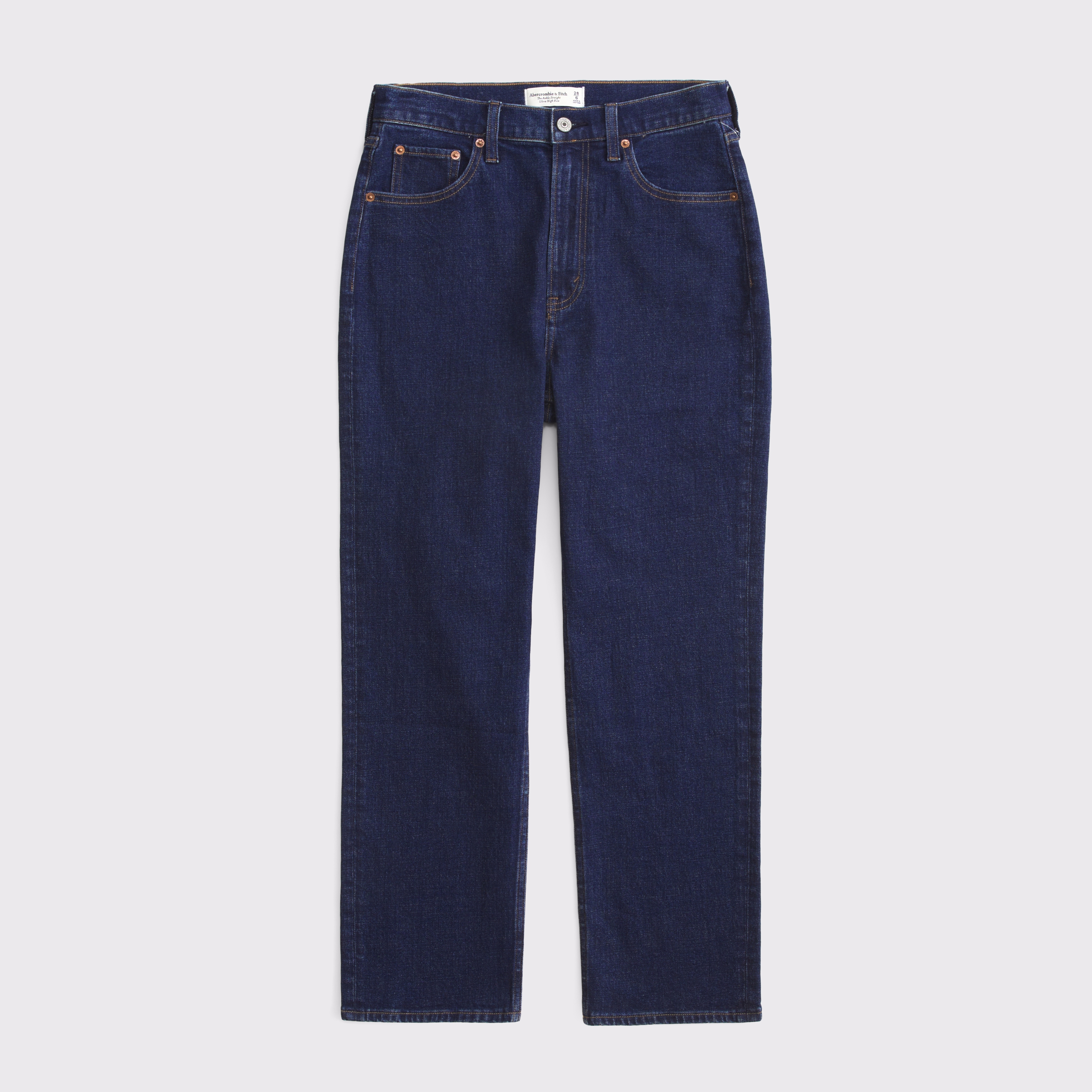 Abercrombie & Fitch Curve Love Ultra High Rise Ankle Straight Jean In Blue