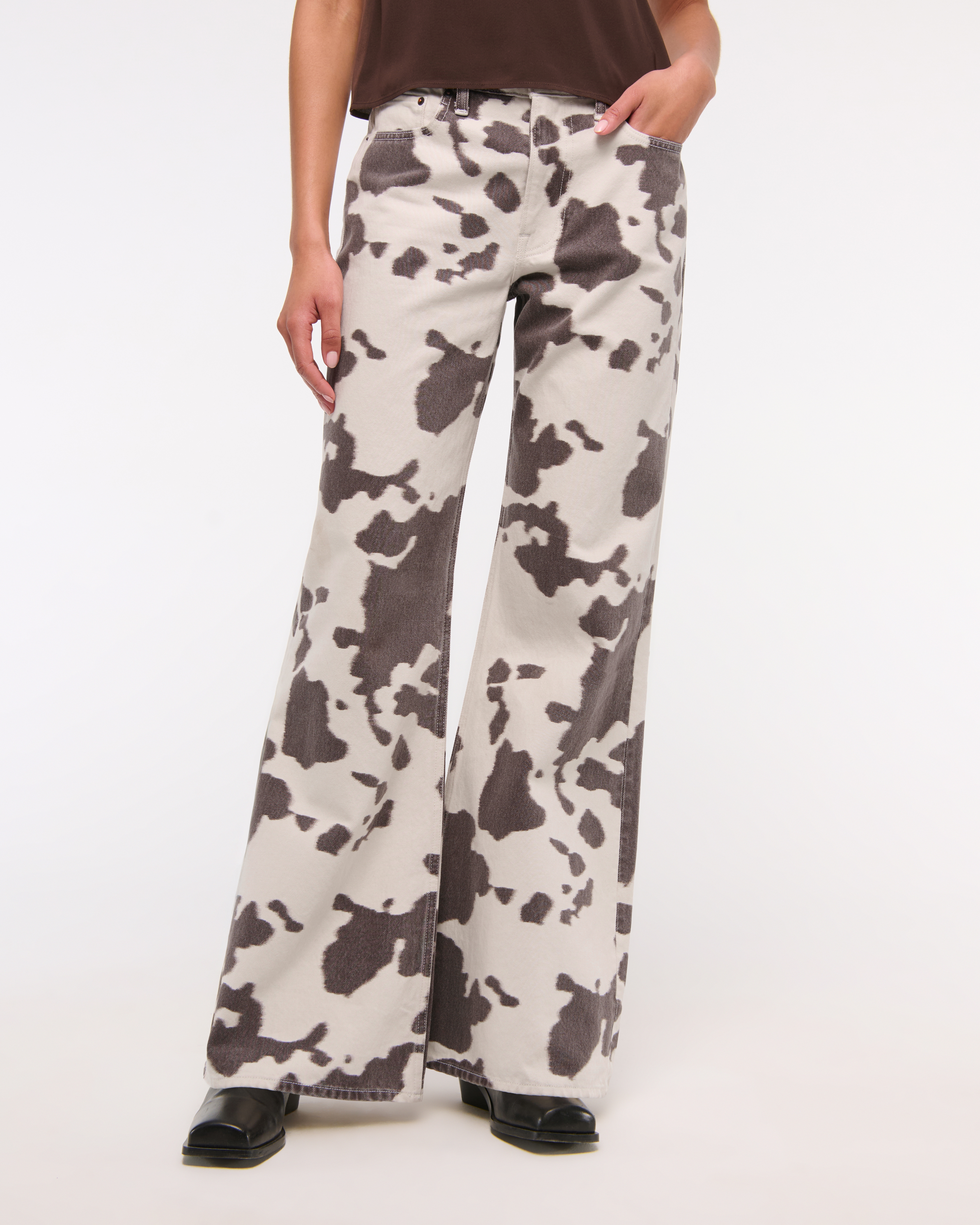 Abercrombie & Fitch Mid Rise Baggy Bootcut Jean In Multi