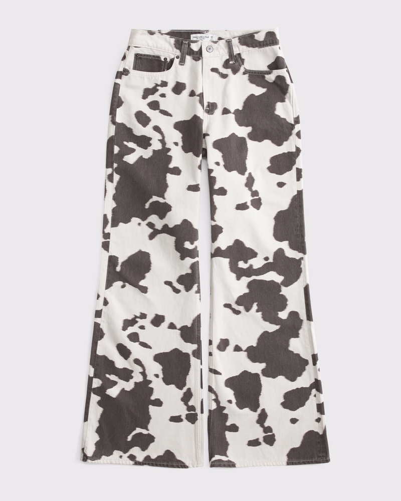 【COLOR iN ID】Wavy bohemian denim Women's Curve Love Mid Rise Baggy Bootcut Jean | Women's