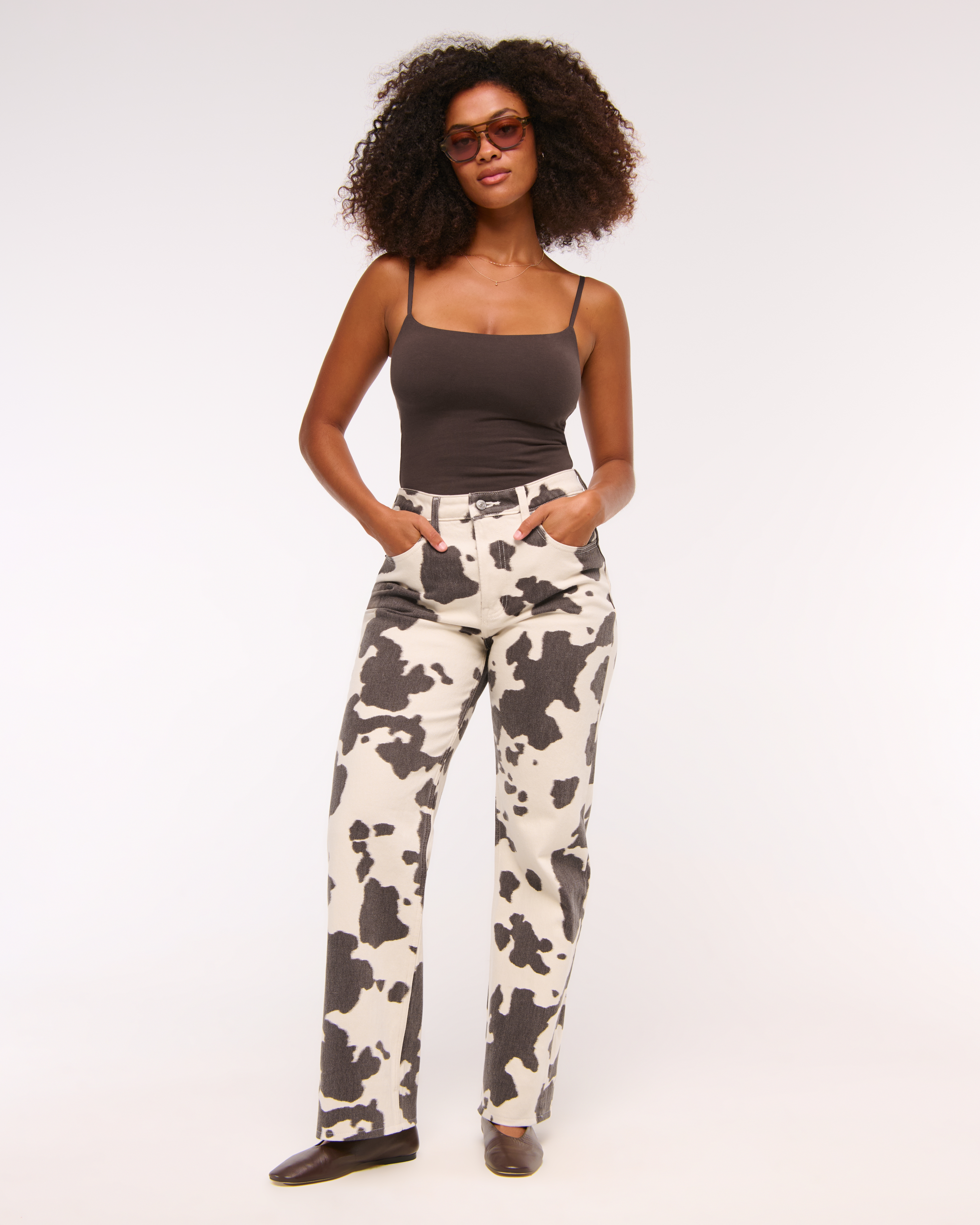 Abercrombie & Fitch Curve Love  High Rise 90s Relaxed Pony Print Jean